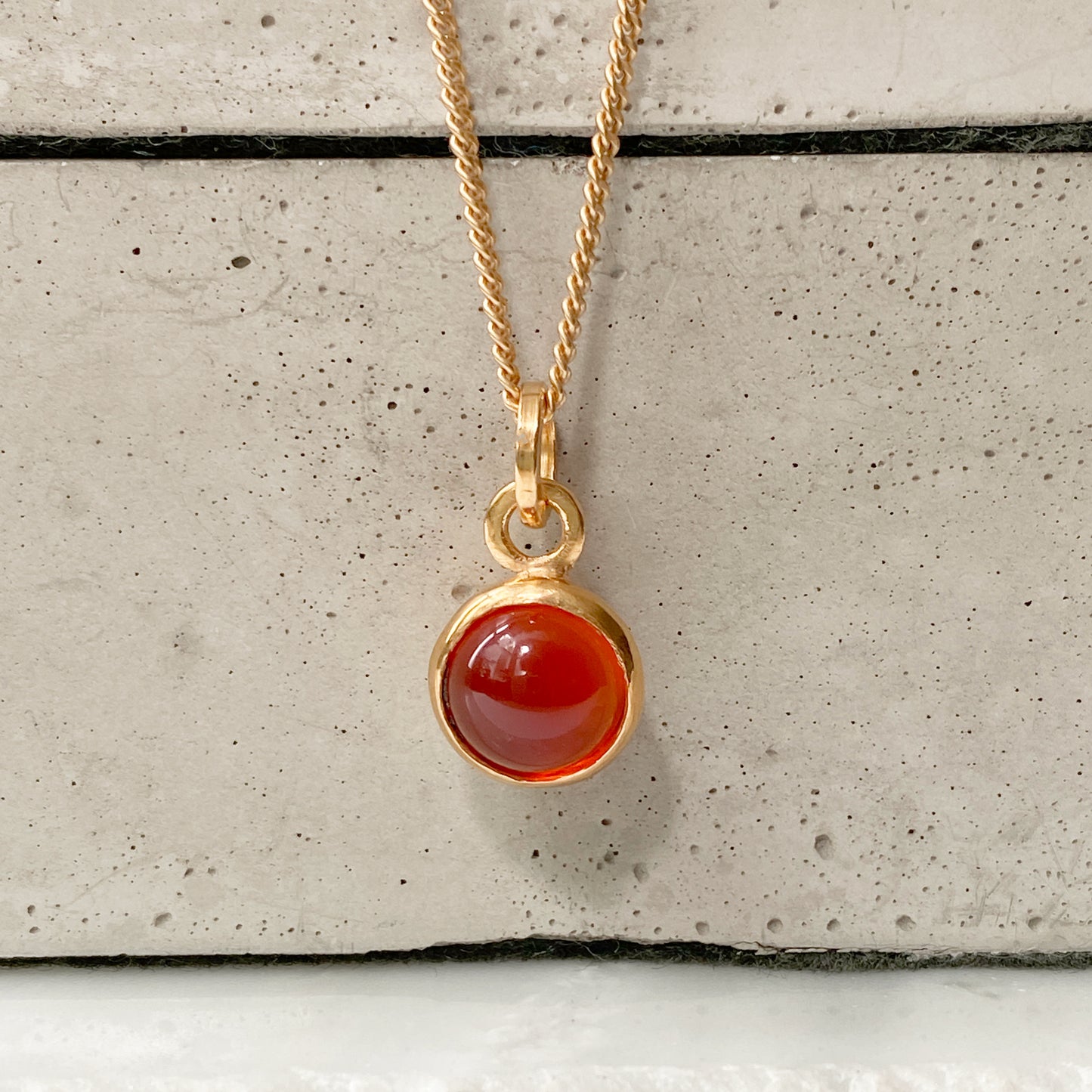 Birthstone Orb Carnelian Gold Pendant