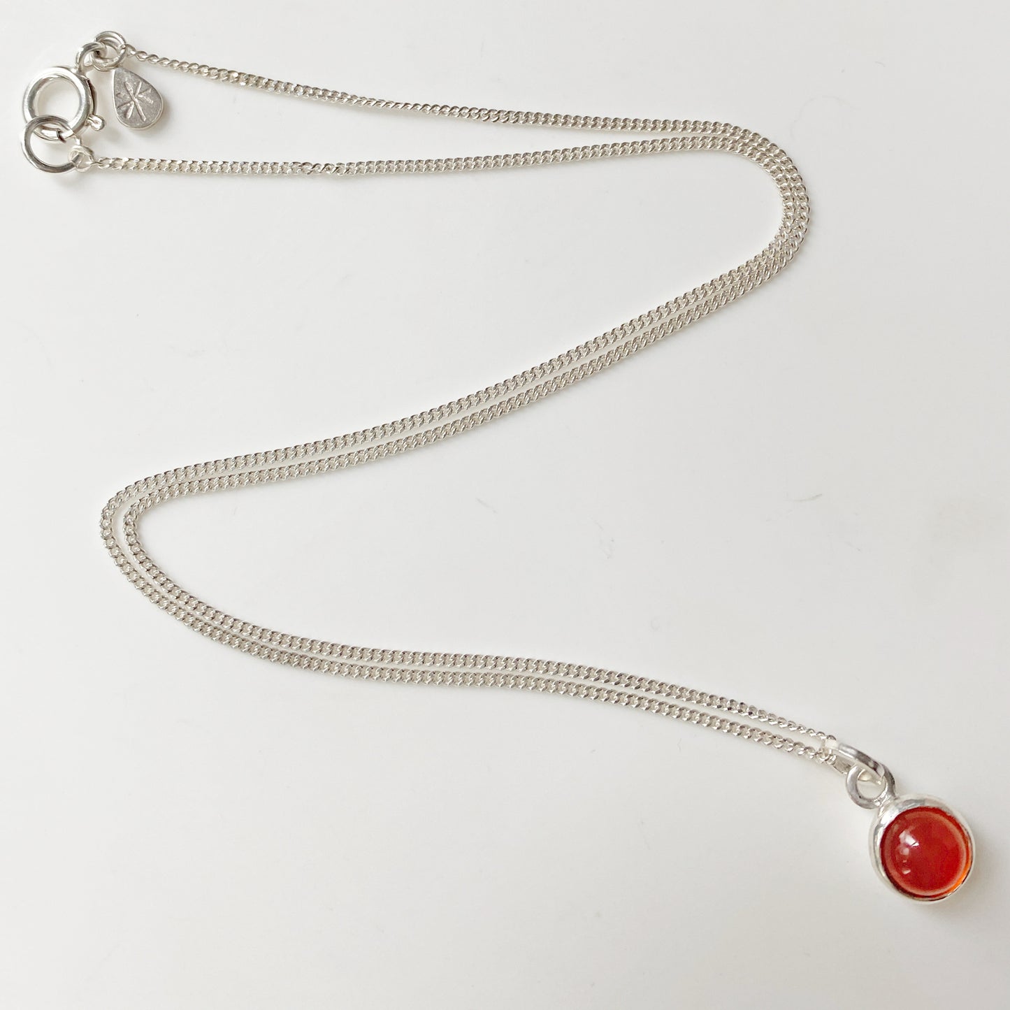 Birthstone Orb Carnelian Silver Pendant