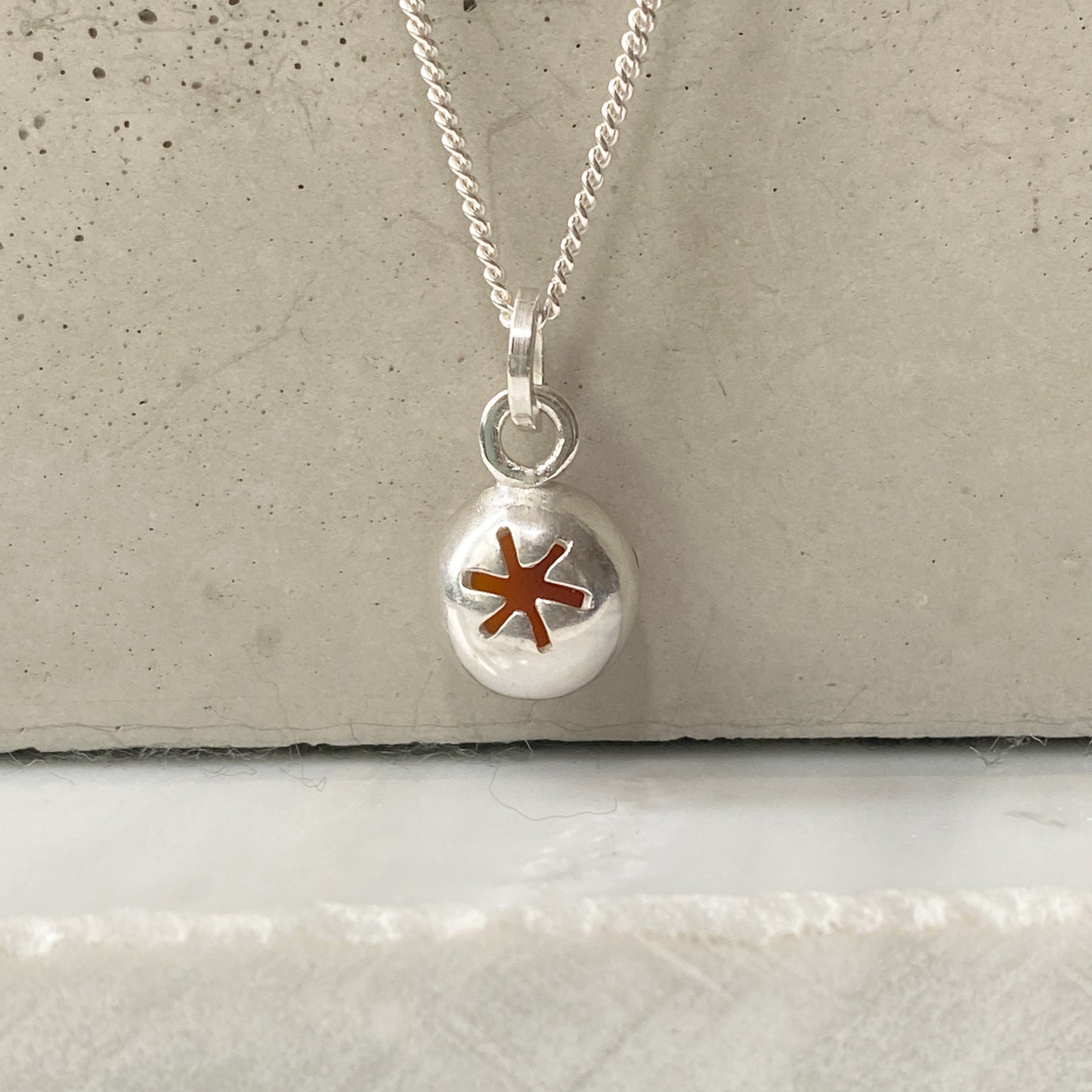 Birthstone Orb Carnelian Silver Pendant
