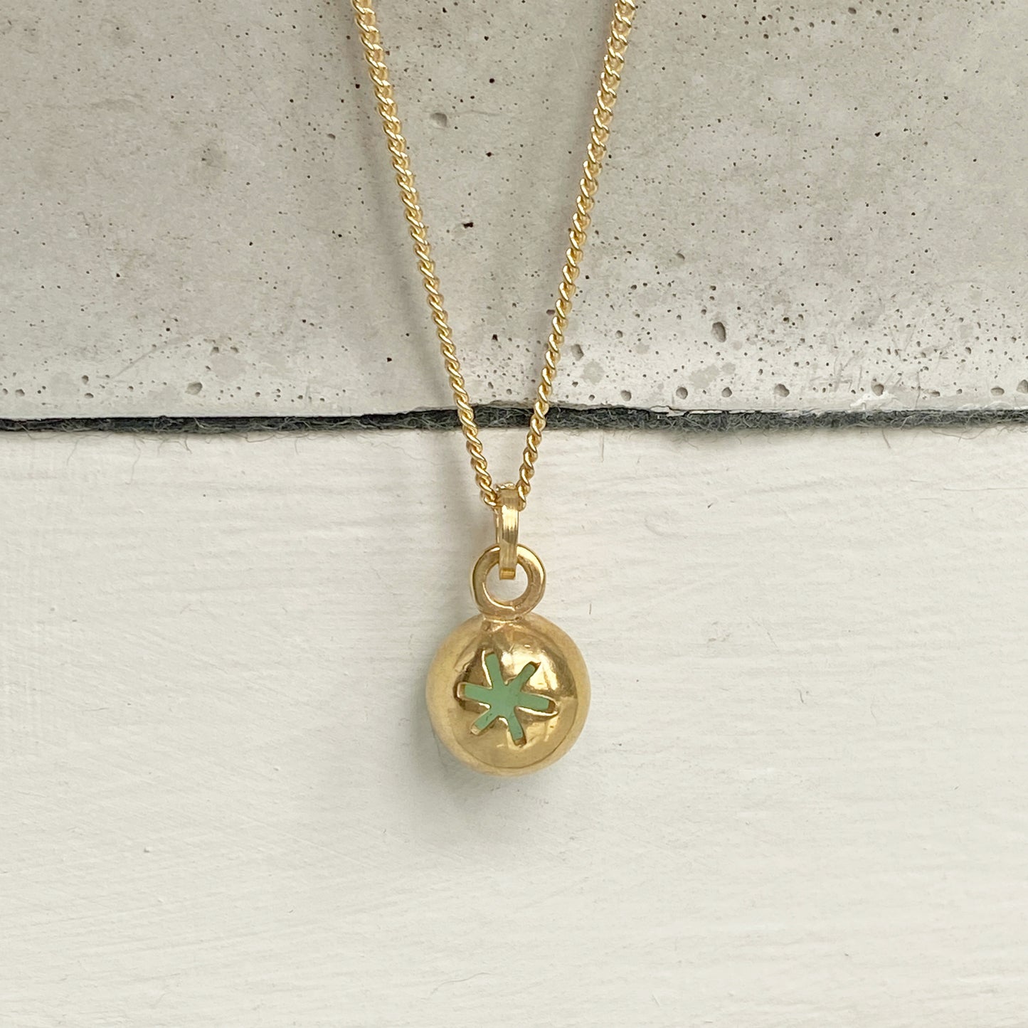 Birthstone Orb Chrysoprase Gold Pendant