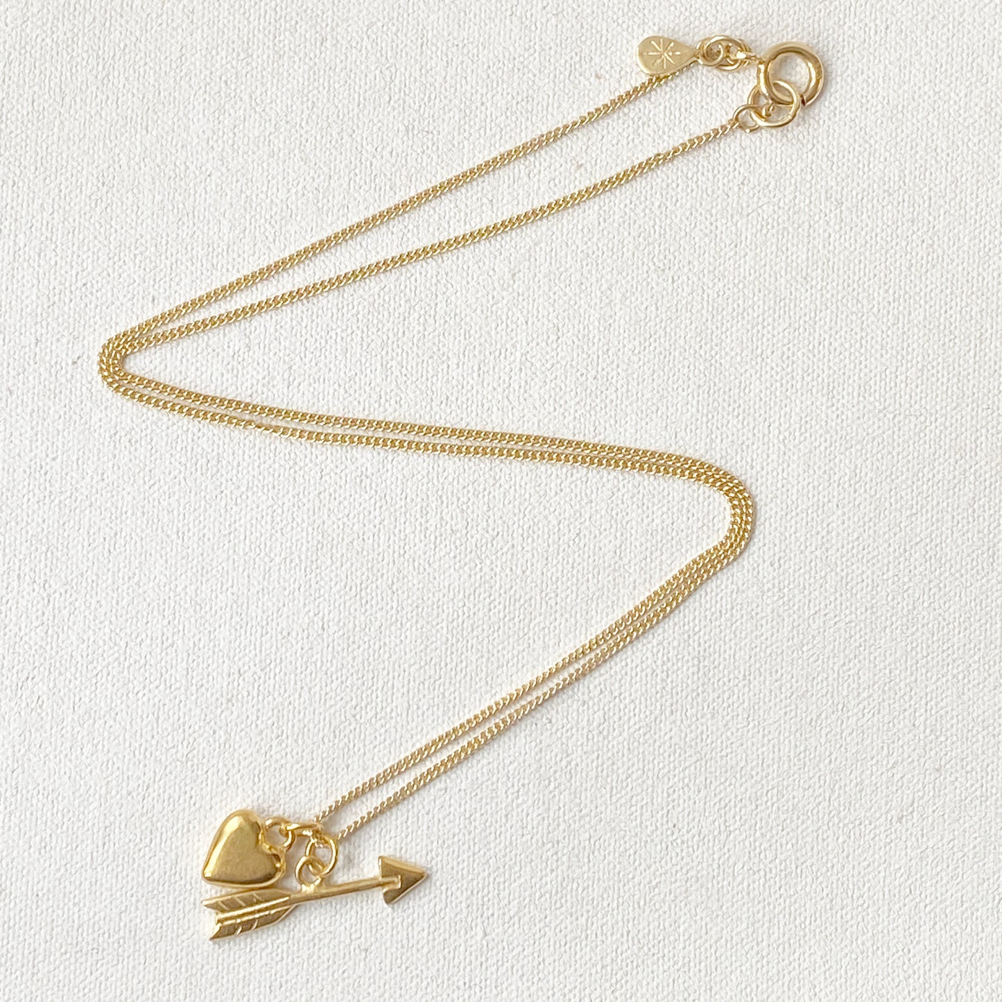 Heart and Arrow Pendant in Gold