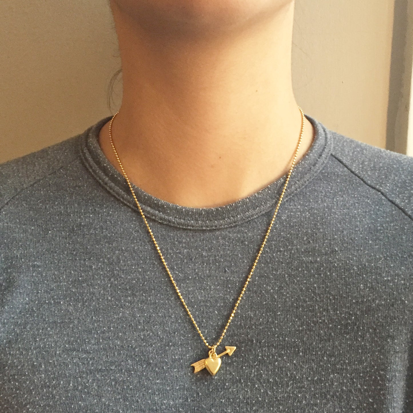 Heart and Arrow Pendant in Gold