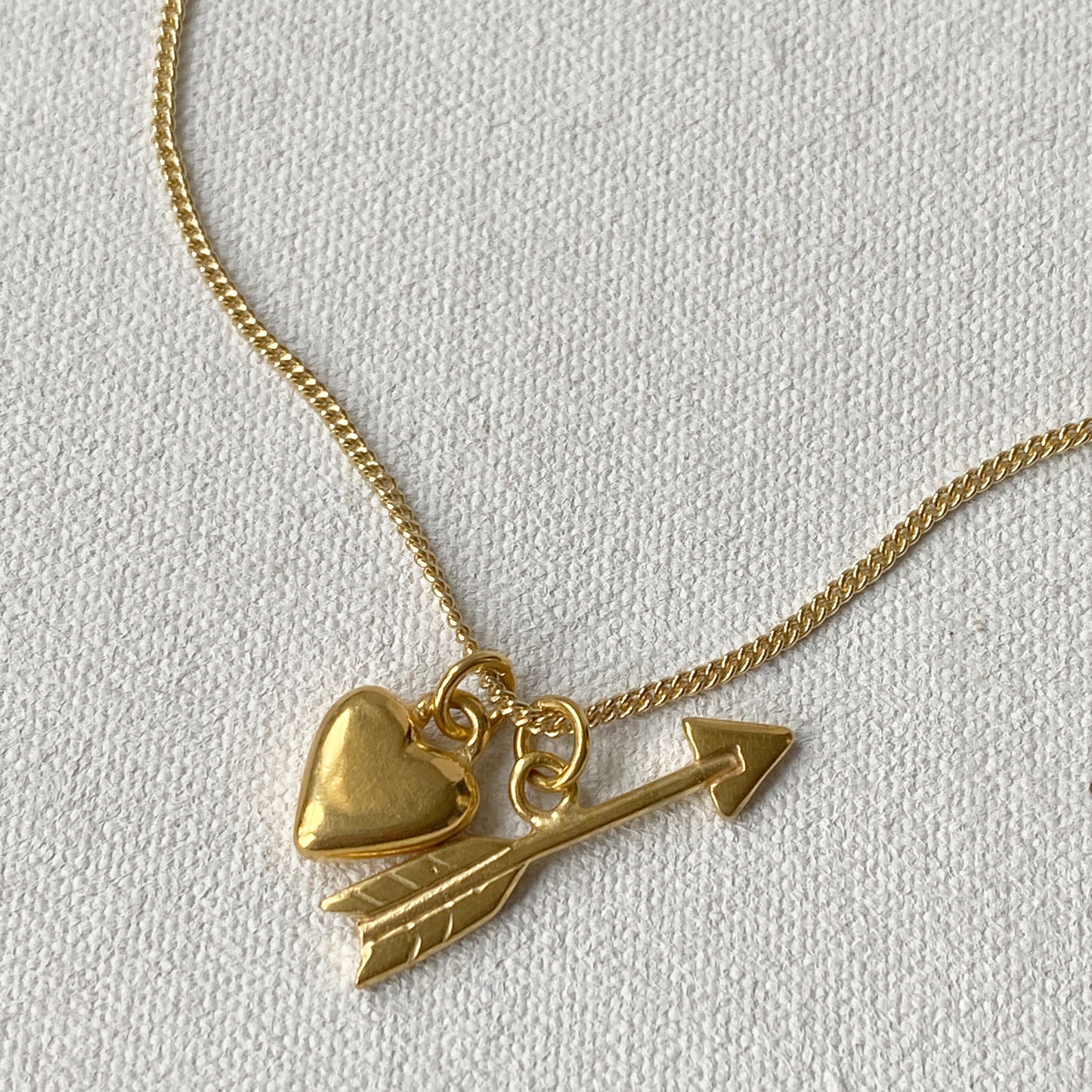 Heart and Arrow Pendant in Gold