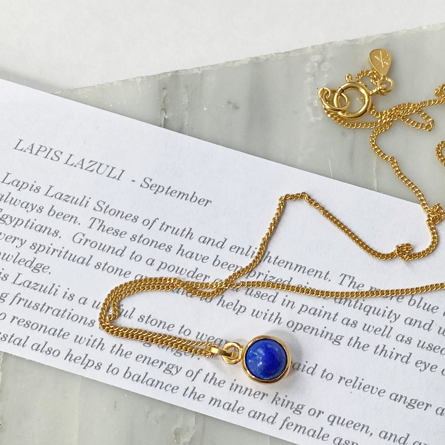 Birthstone Orb Lapis Gold Pendant