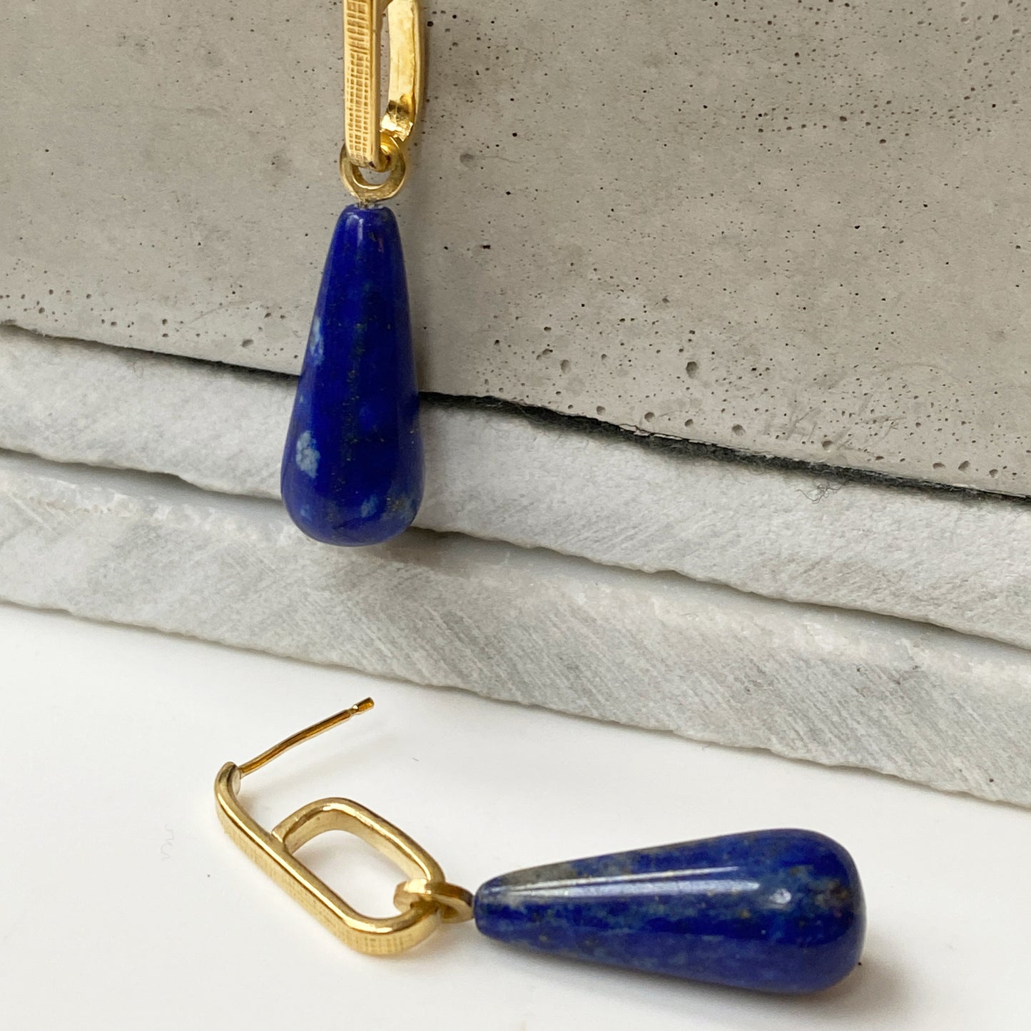 Lapis Gold Hoop Earring
