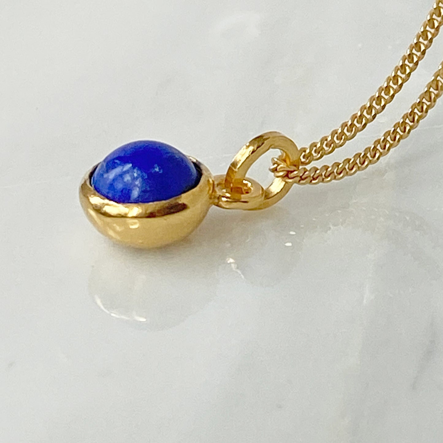 Birthstone Orb Lapis Gold Pendant