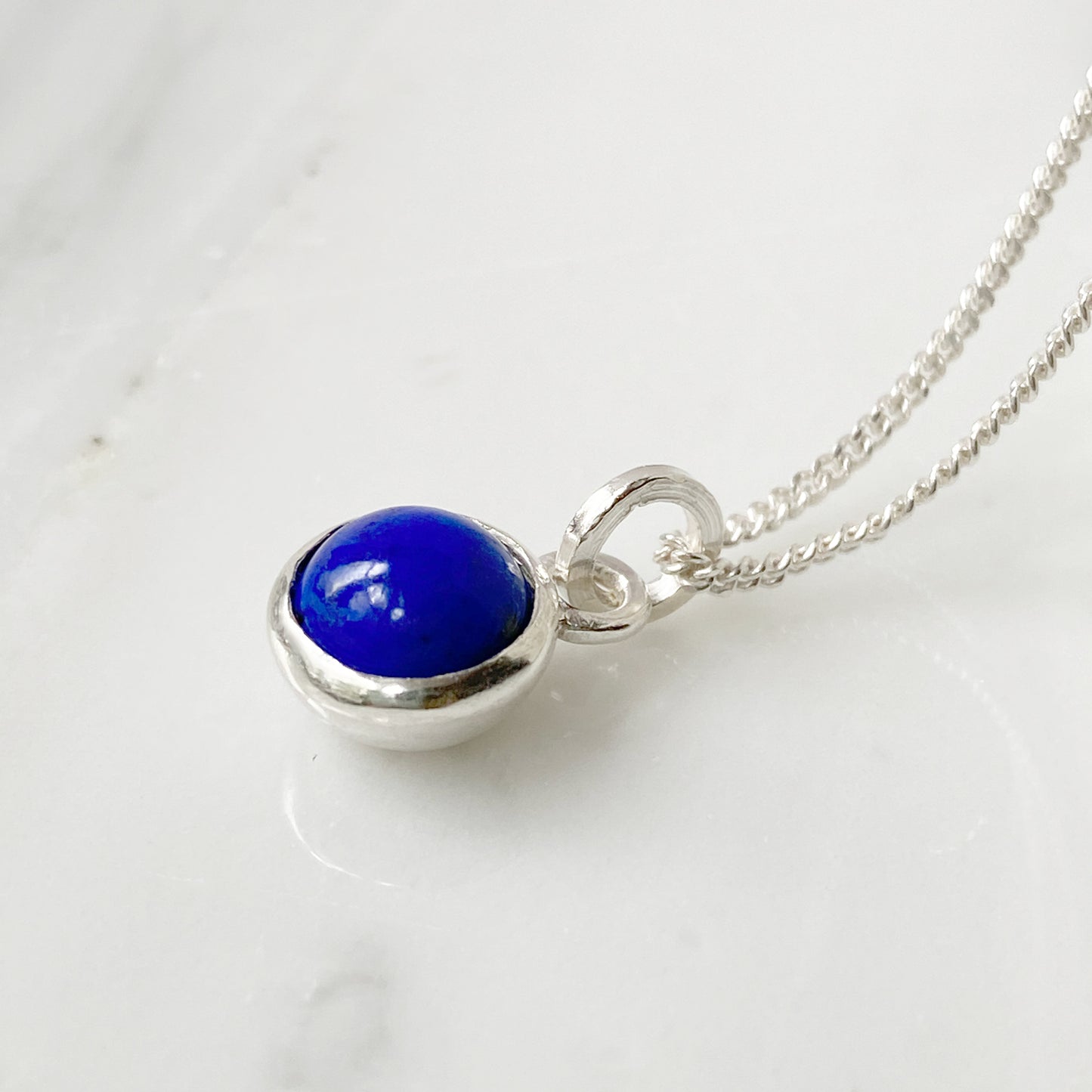Birthstone Orb Lapis Silver Pendant