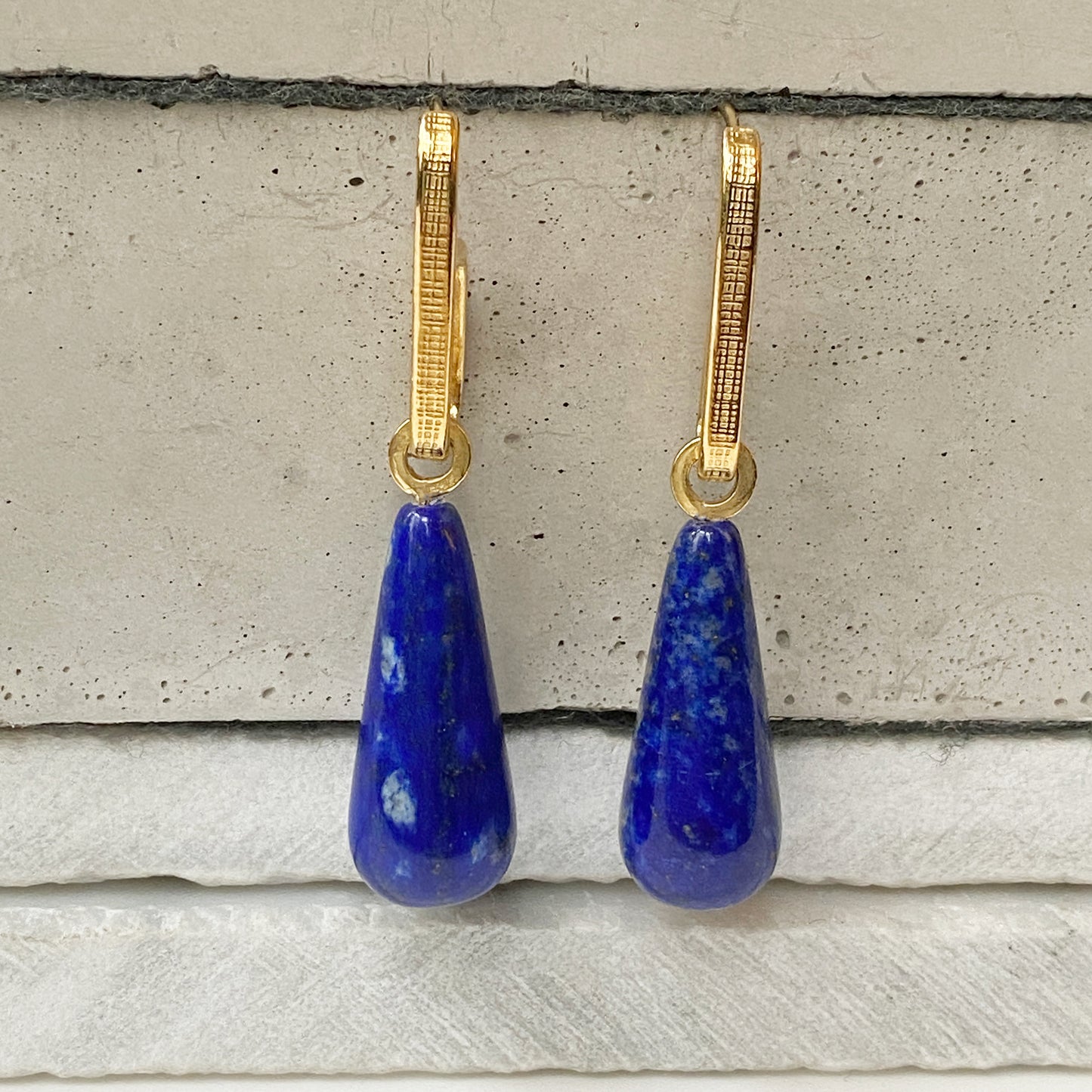 Lapis Gold Hoop Earring