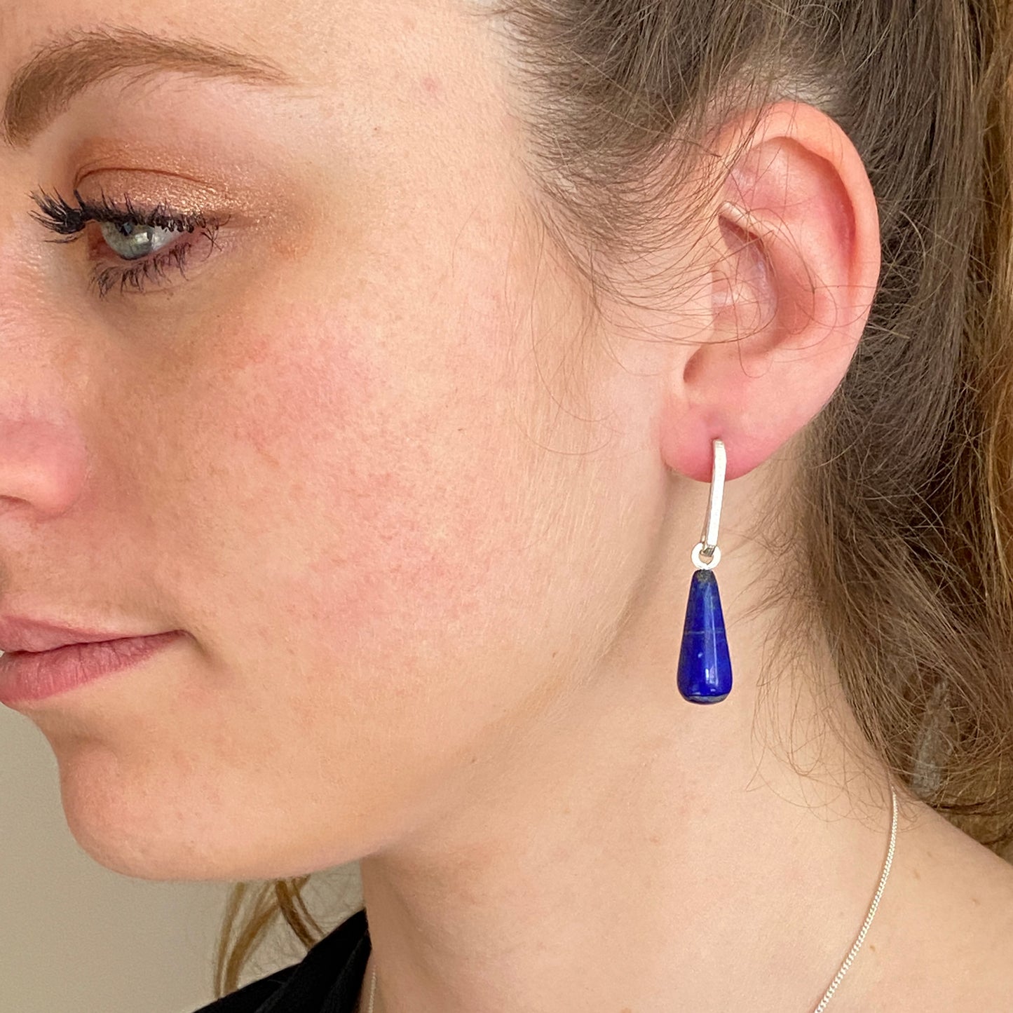 Lapis Gold Hoop Earring