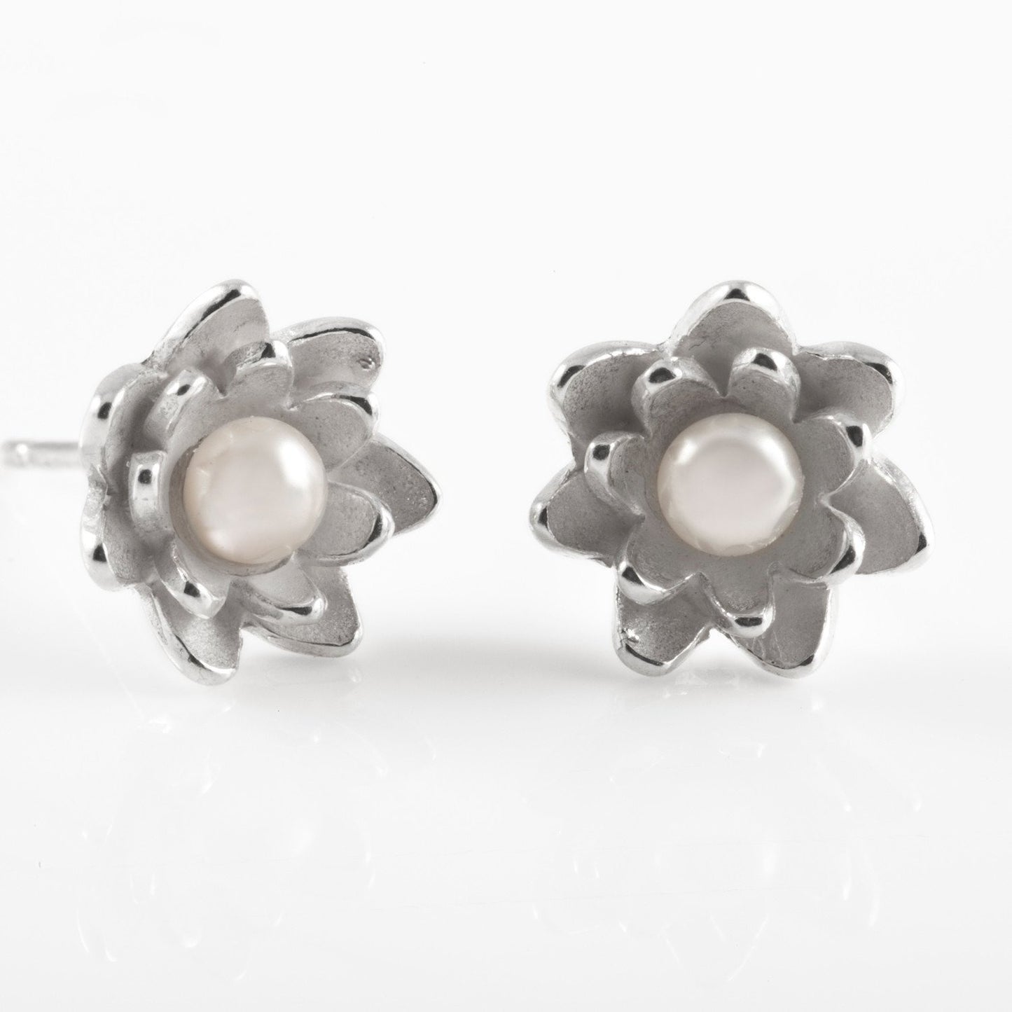 Lotus Earrings in Silver