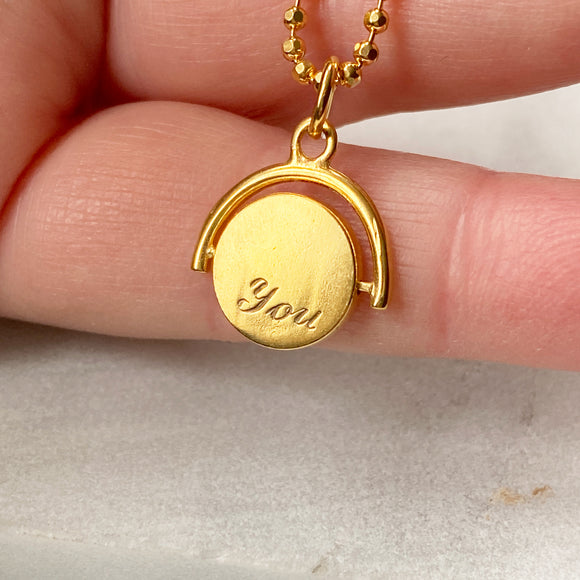 Me & You Spinning Pendant In Gold