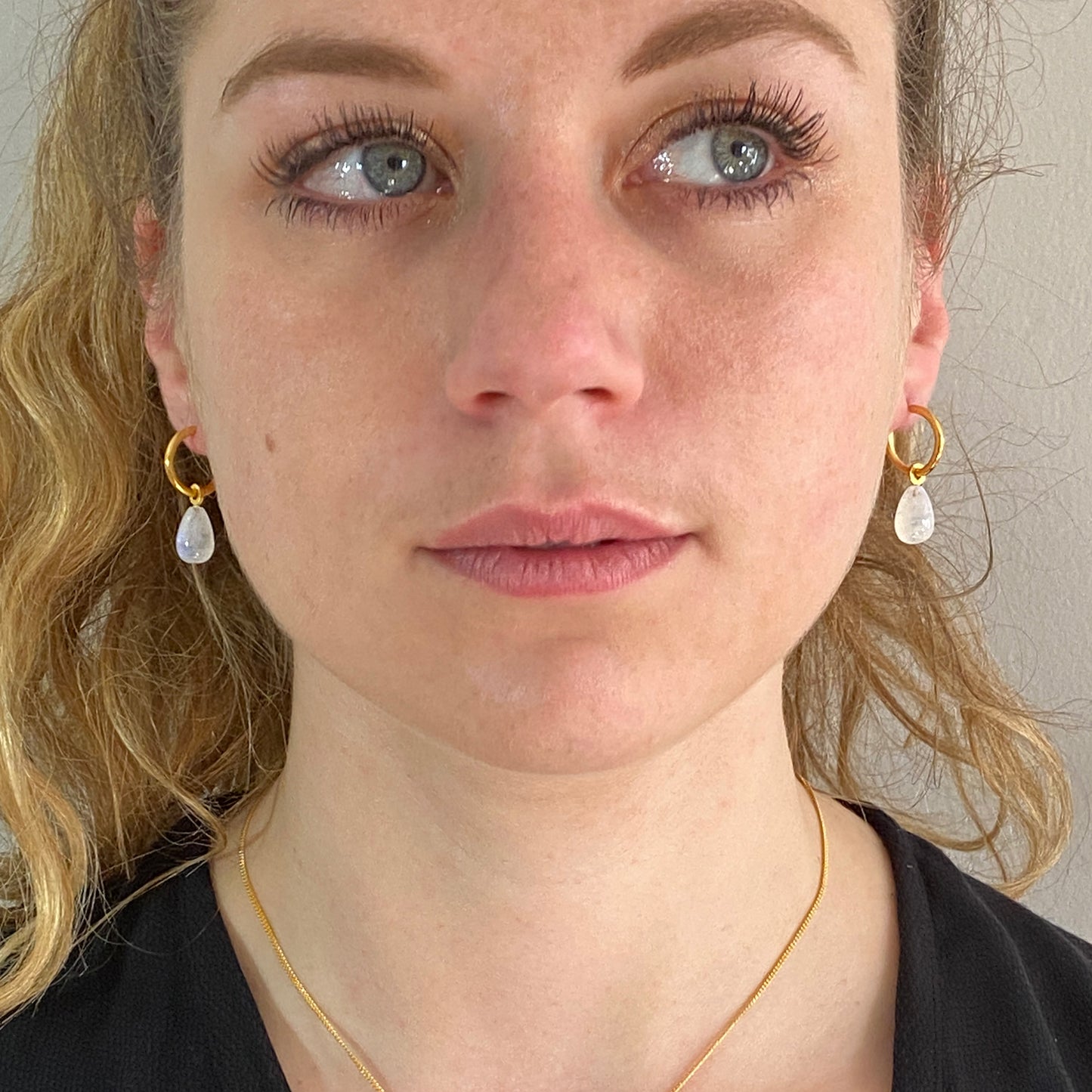 Moonstone Gold Hoops