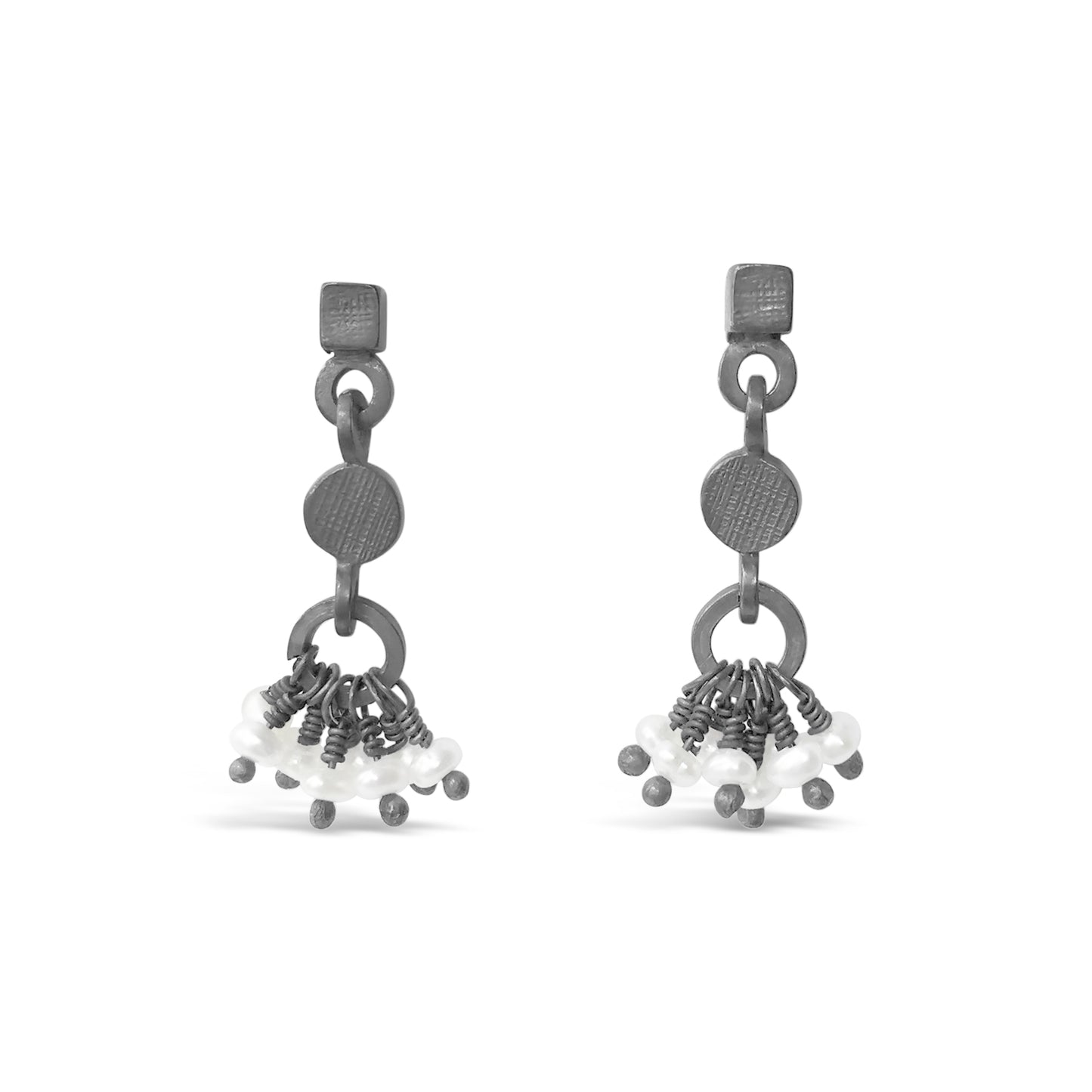 Pearl Drop Earrings Oxidised