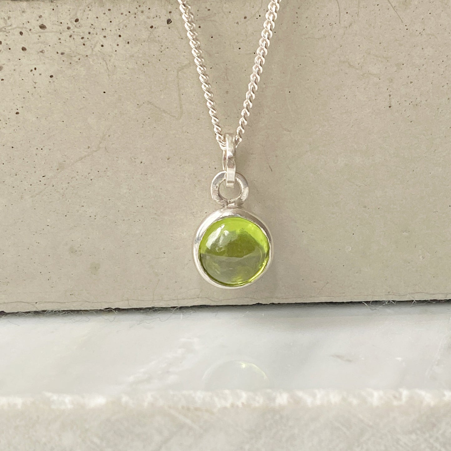 Birthstone Orb Peridot Silver Pendant