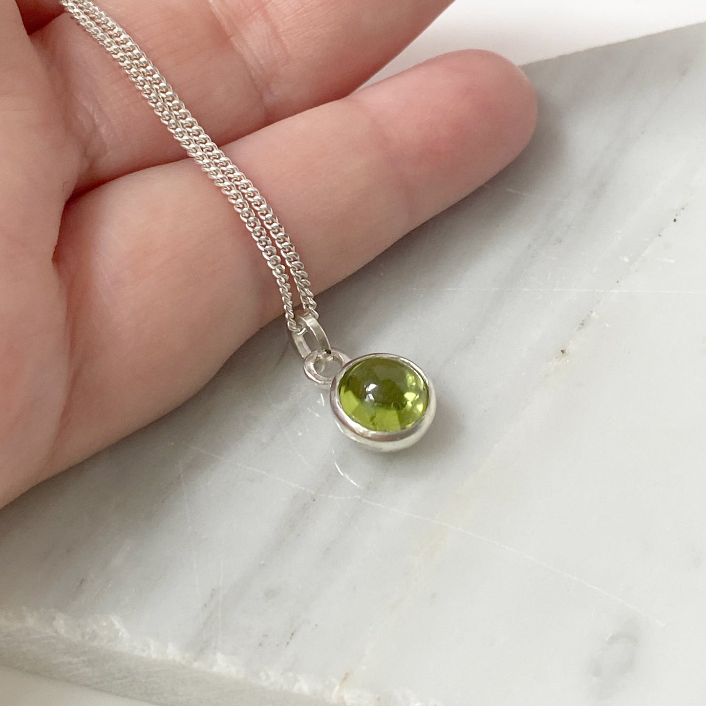 Birthstone Orb Peridot Silver Pendant