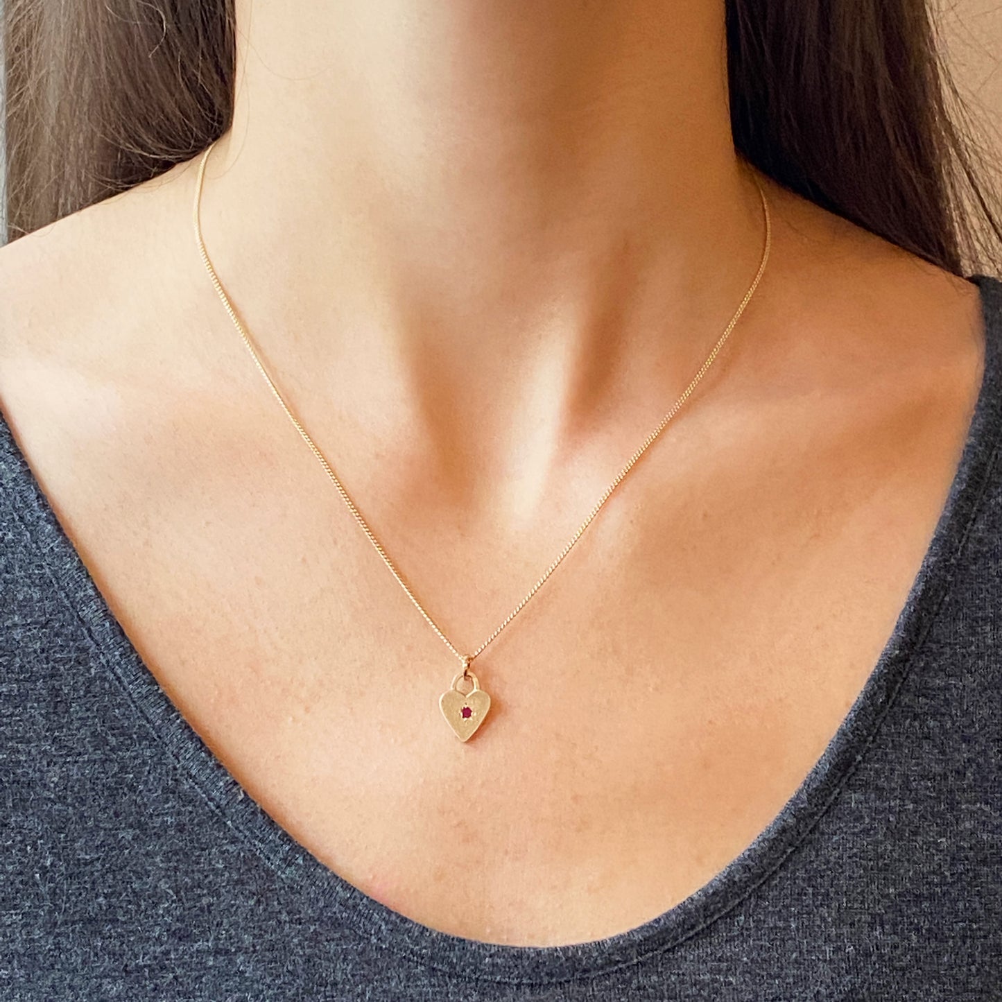 Ruby Gold Heart Pendant