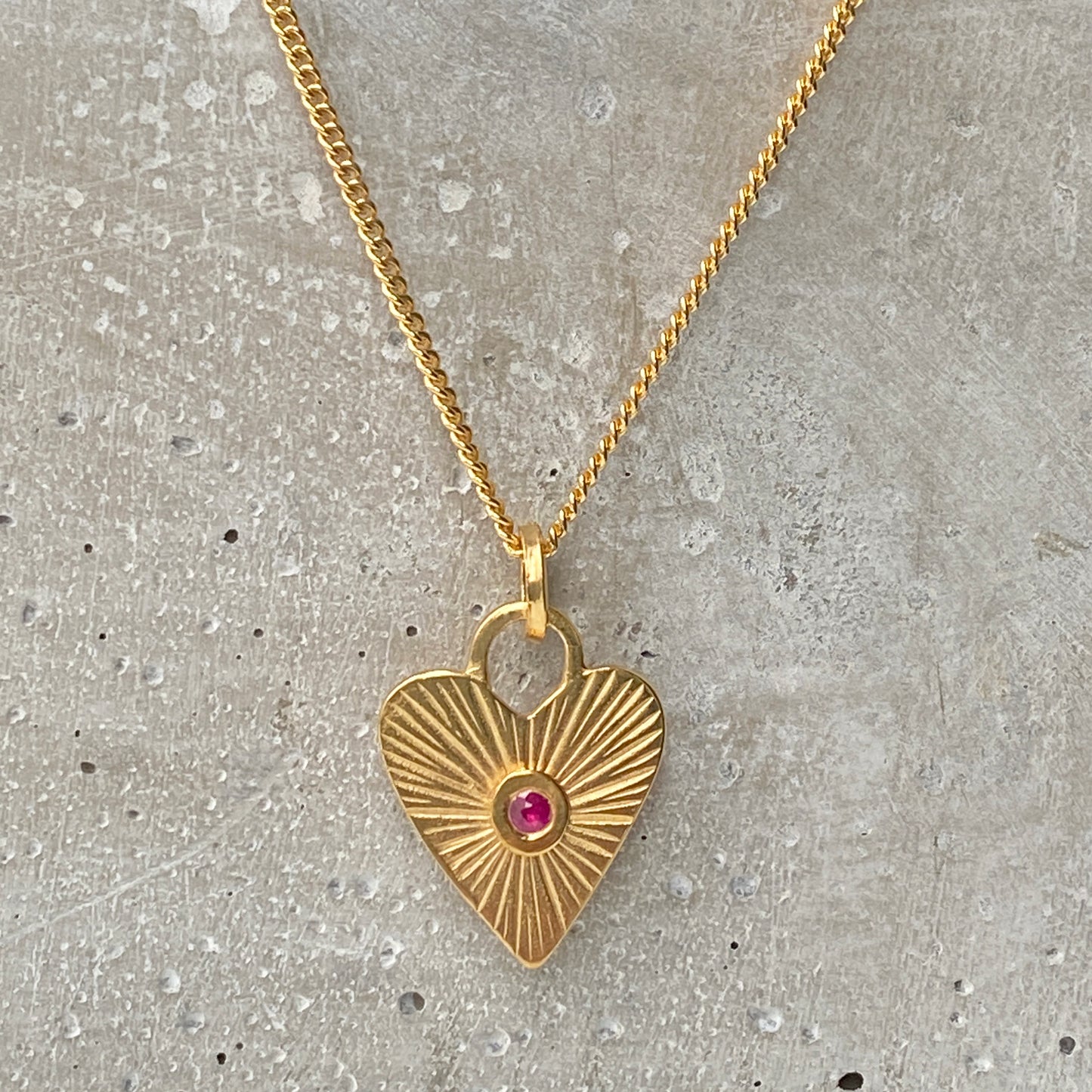 Ruby Heart Gold Pendant