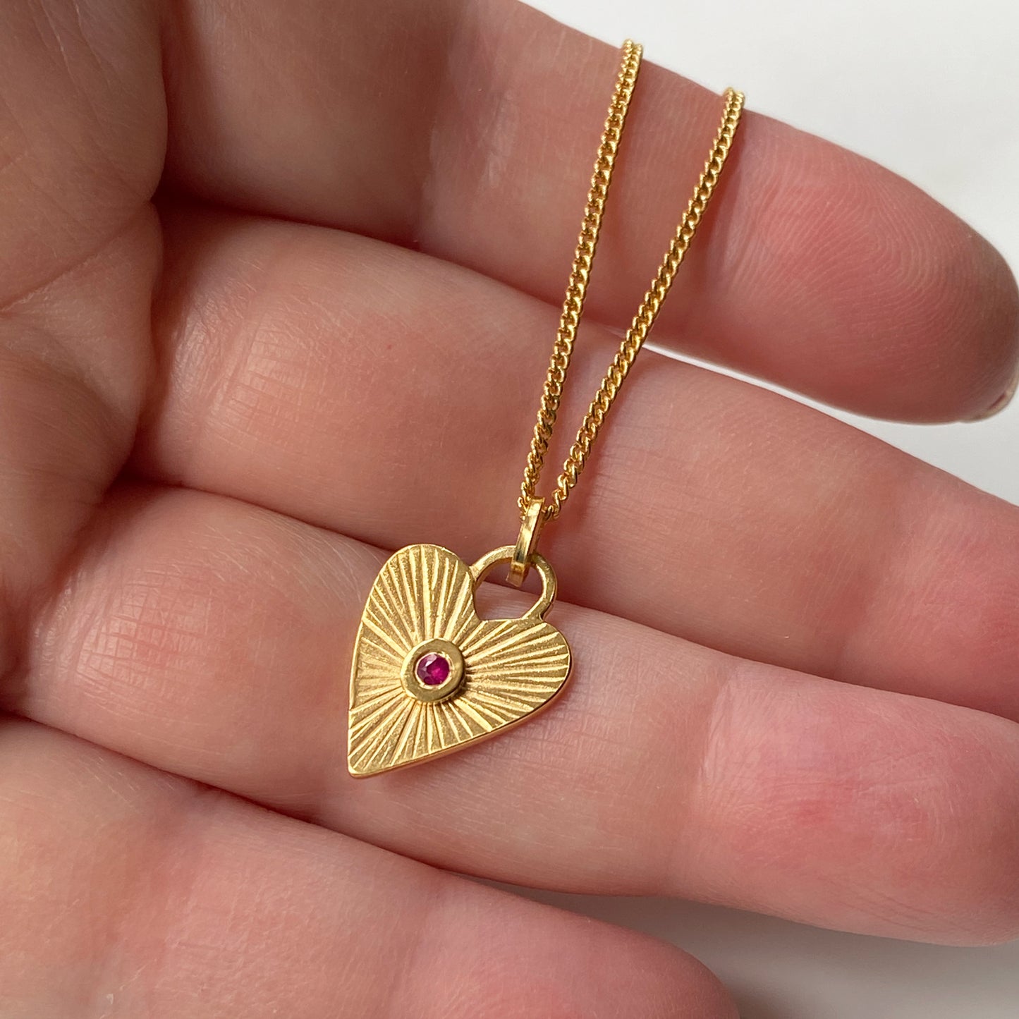 Ruby Heart Gold Pendant