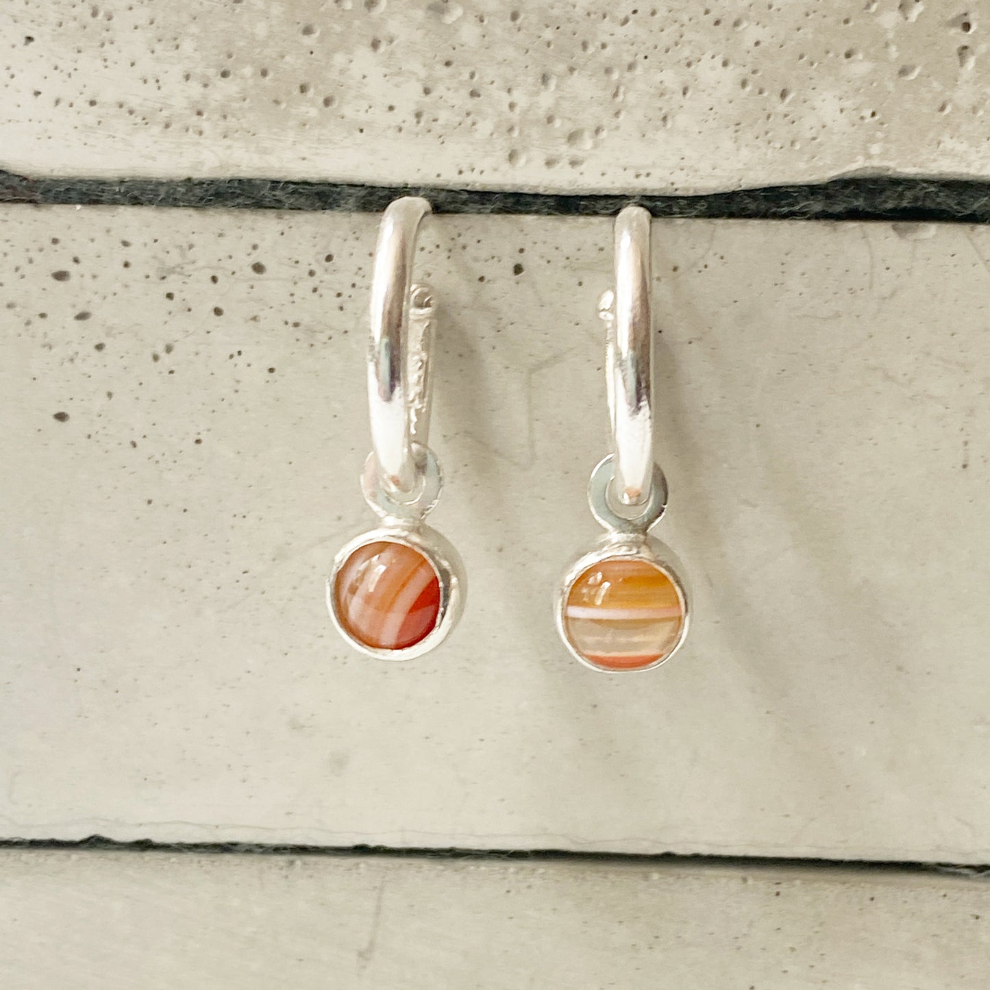 Birthstone Sardonyx Silver Hoops