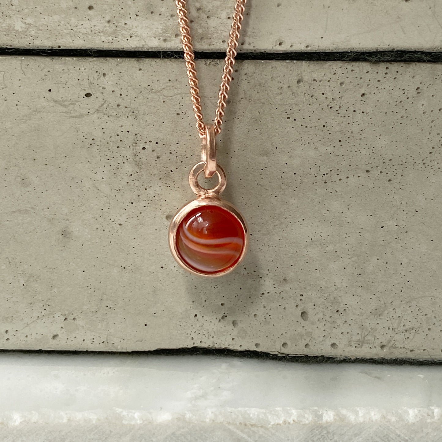 Birthstone Orb Sardonyx Rose Gold Pendant