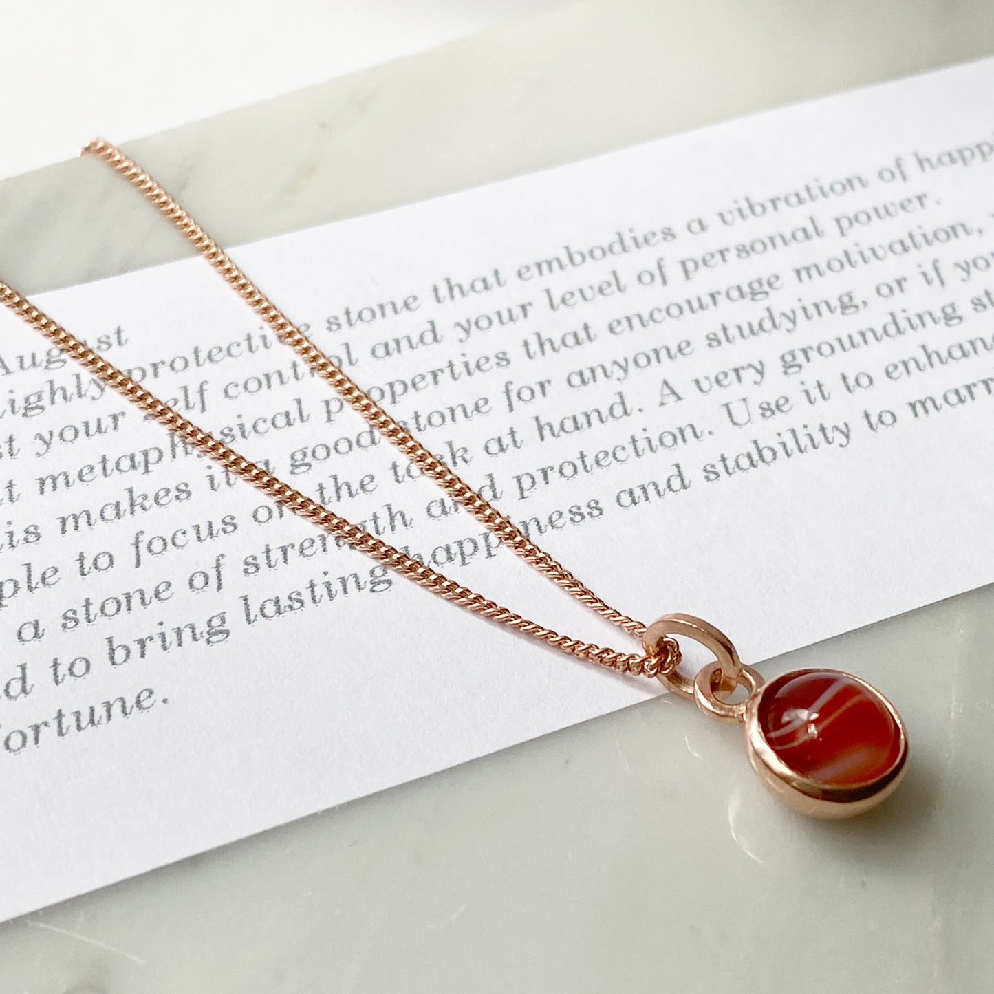 Birthstone Orb Sardonyx Rose Gold Pendant