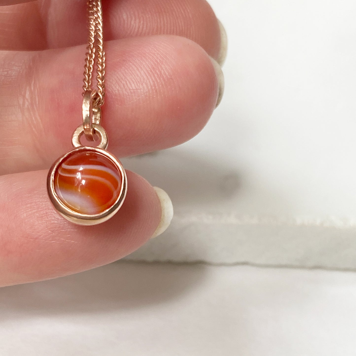 Birthstone Orb Sardonyx Rose Gold Pendant