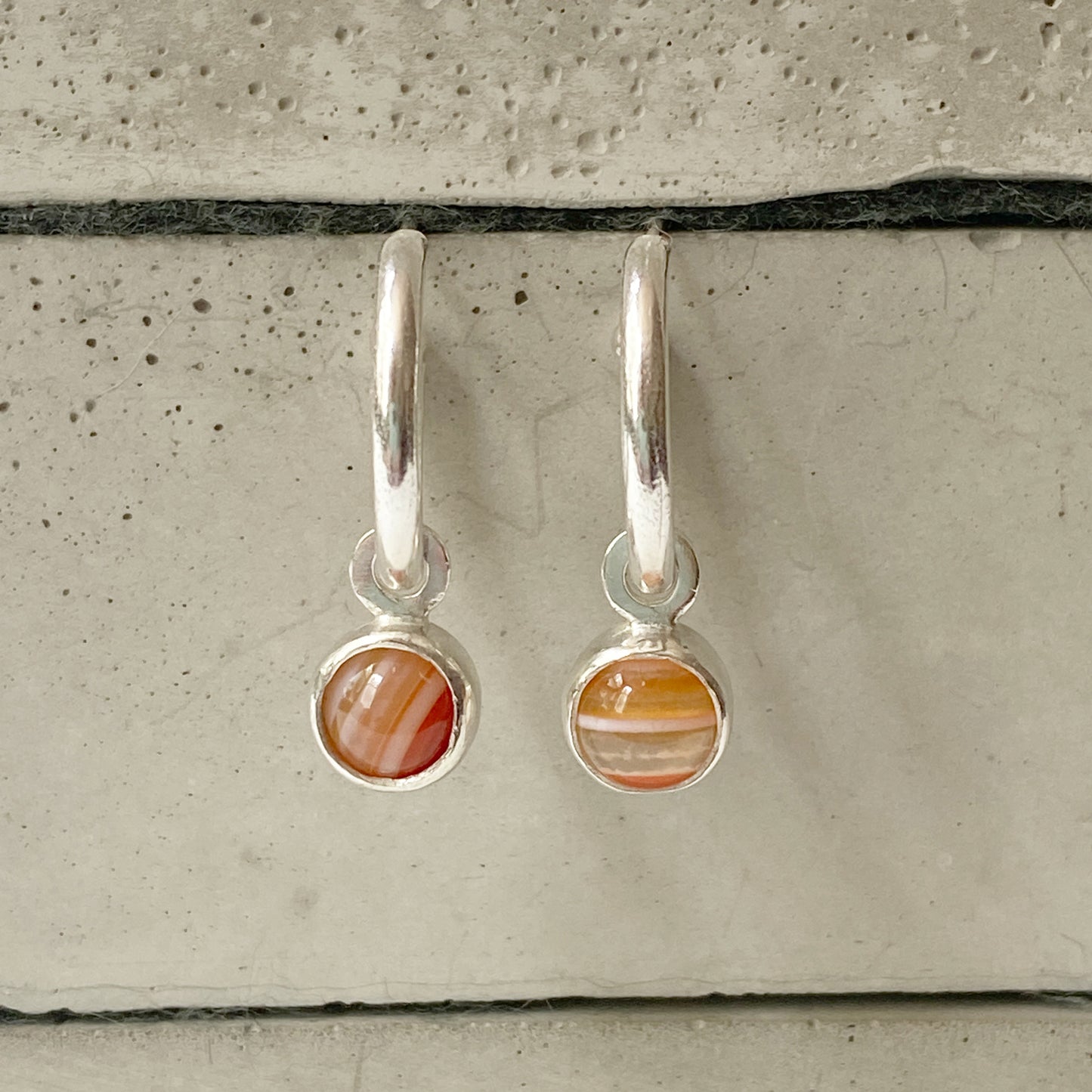 Birthstone Sardonyx Silver Hoops