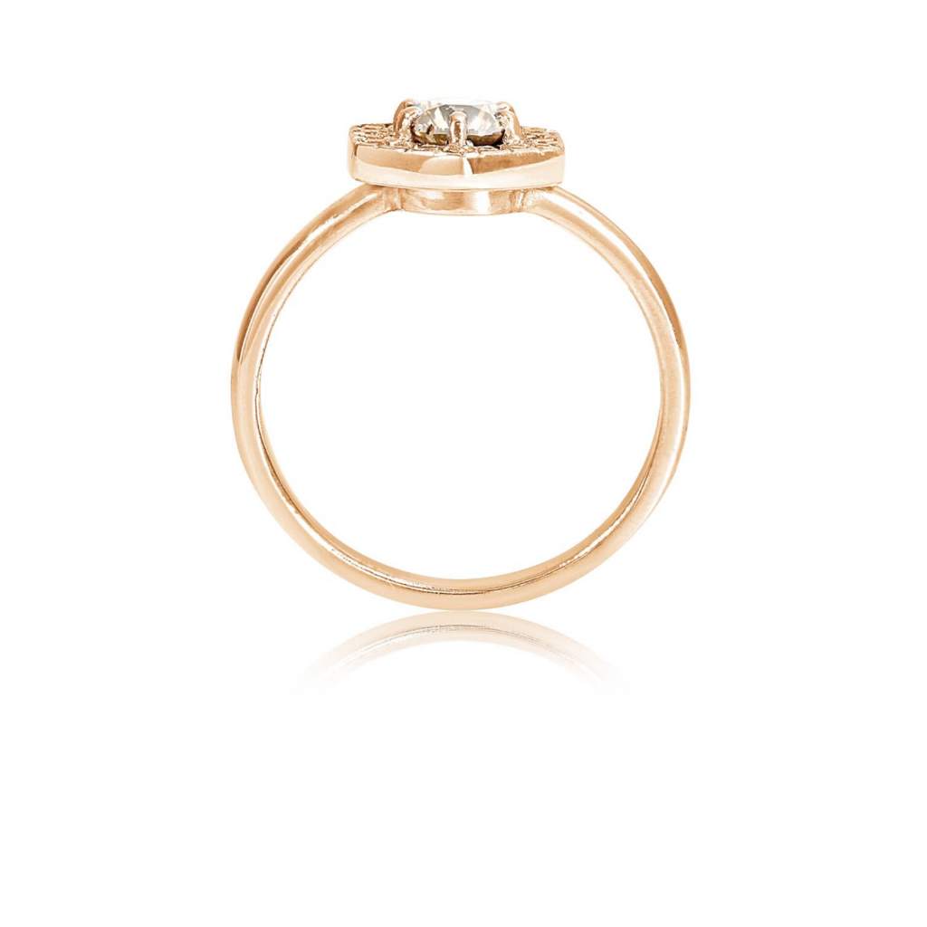 Hexagonal Diamond Ring in Rose Gold