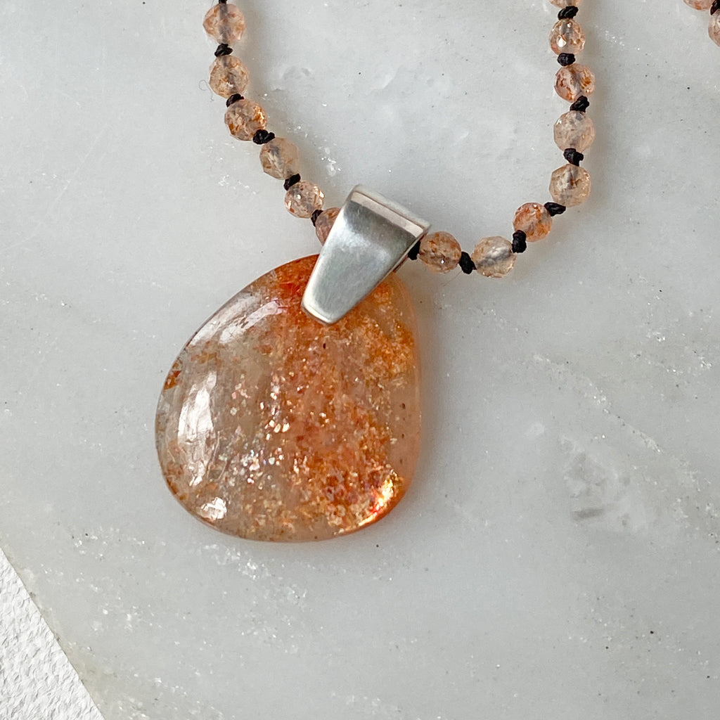 Sunstone Knotted Necklace