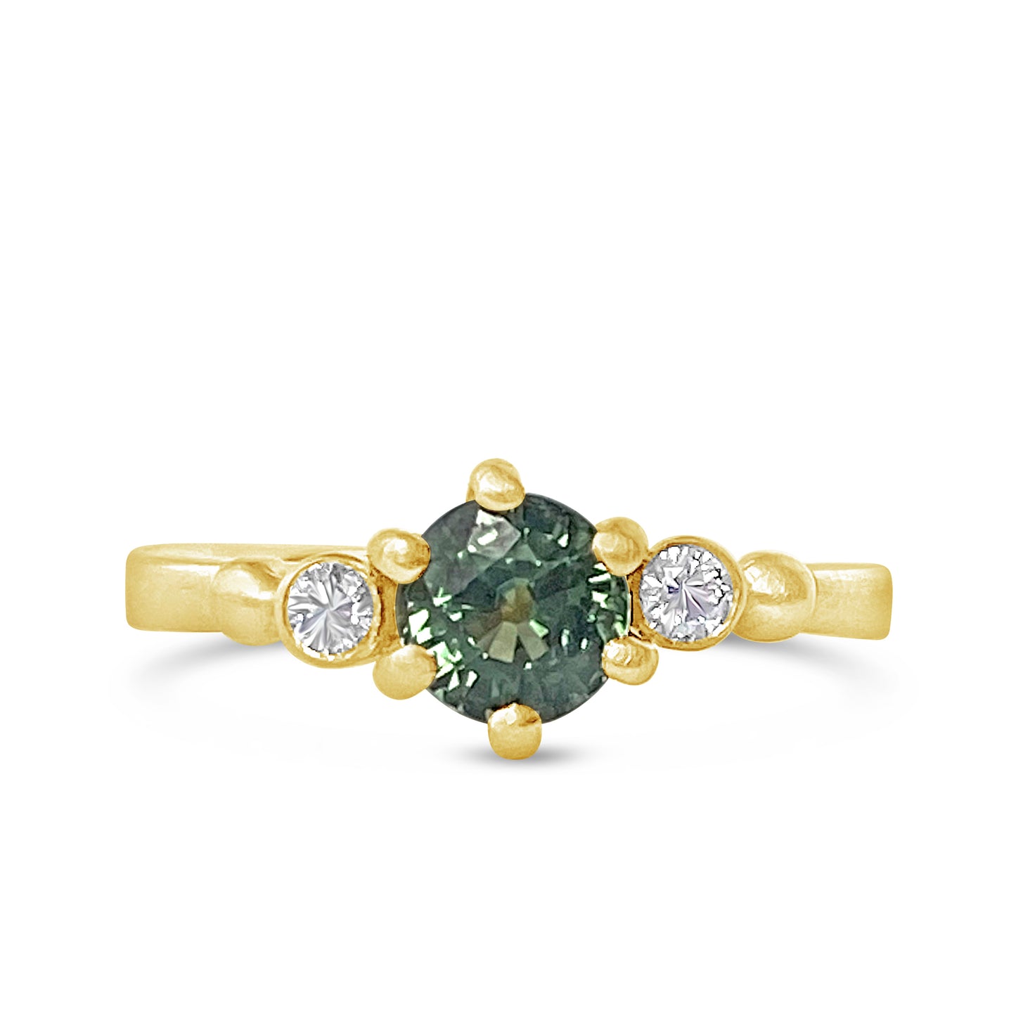 Green Teal Sapphire Gold Ring
