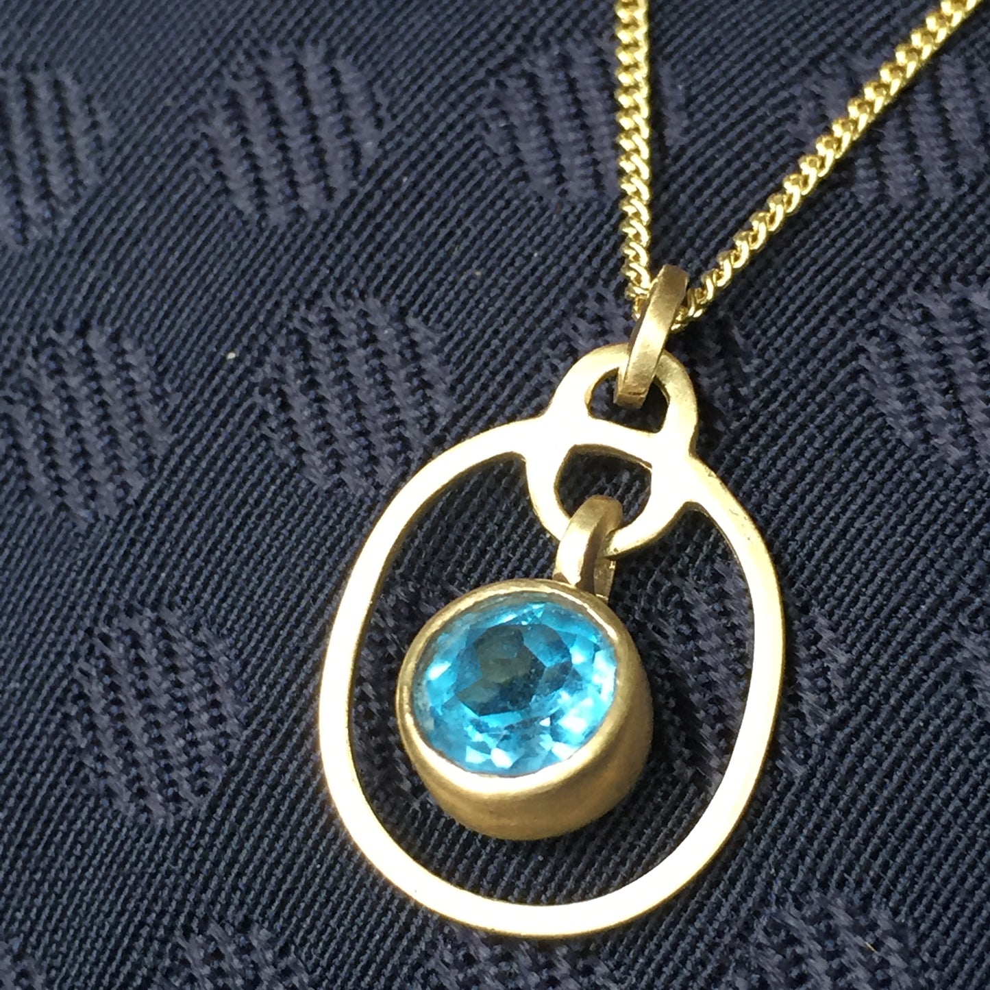 Blue Topaz Drop Pendant Gold