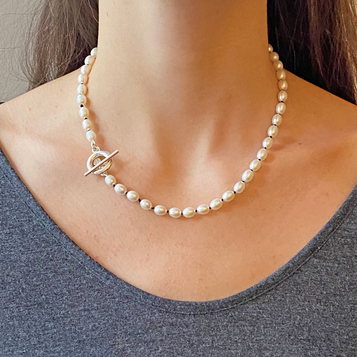 Pearl T-bar Necklace
