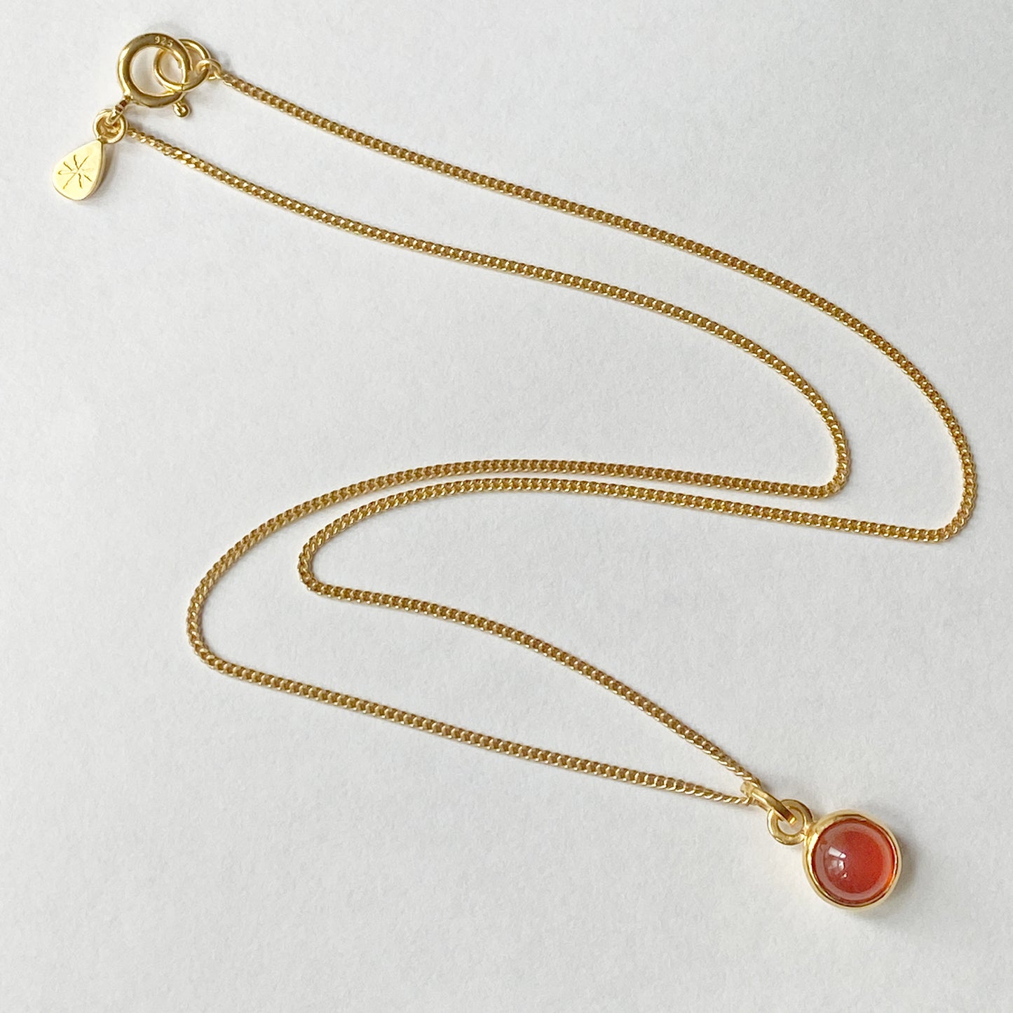 Birthstone Orb Carnelian Gold Pendant
