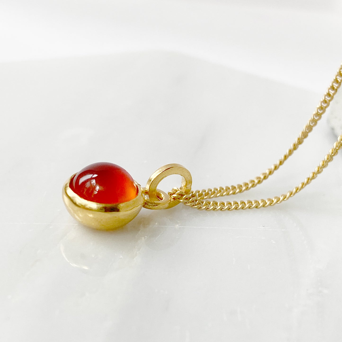 Birthstone Orb Carnelian Gold Pendant