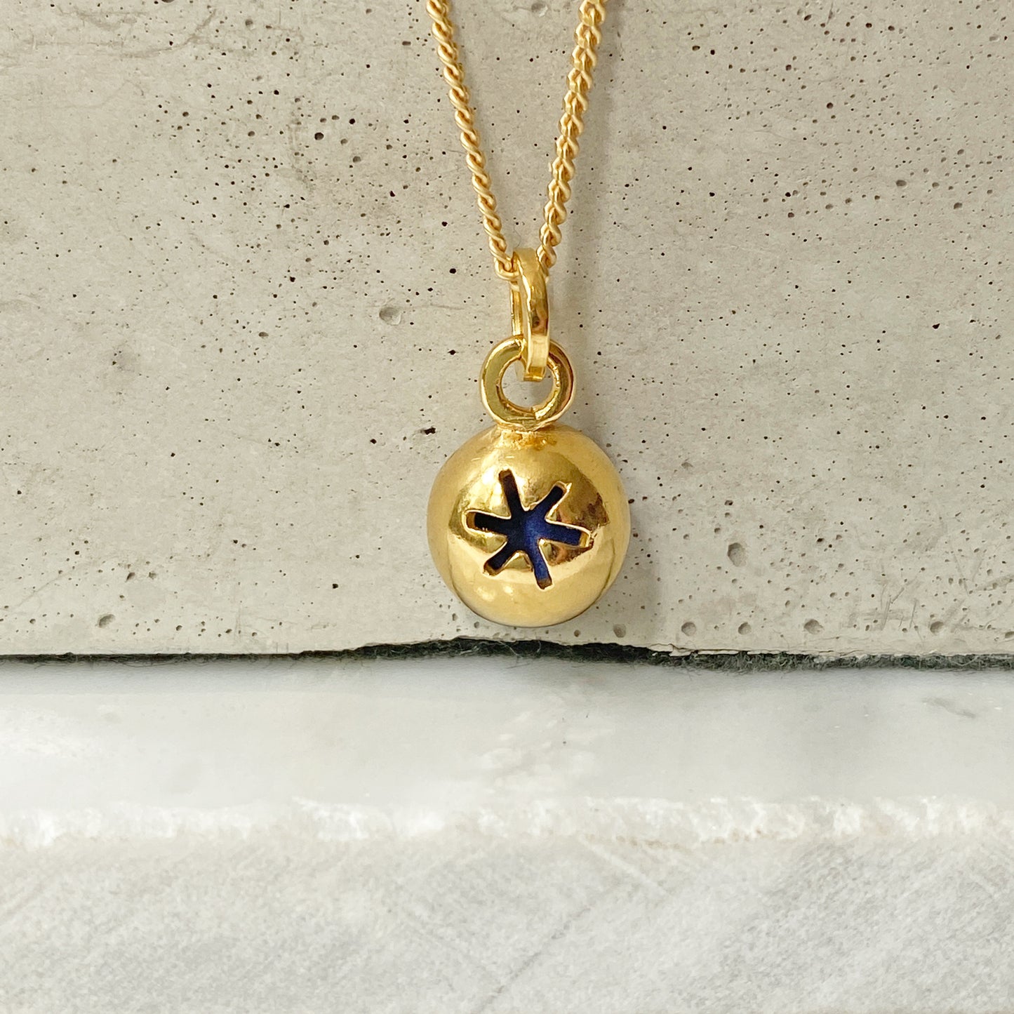 Birthstone Orb Lapis Gold Pendant
