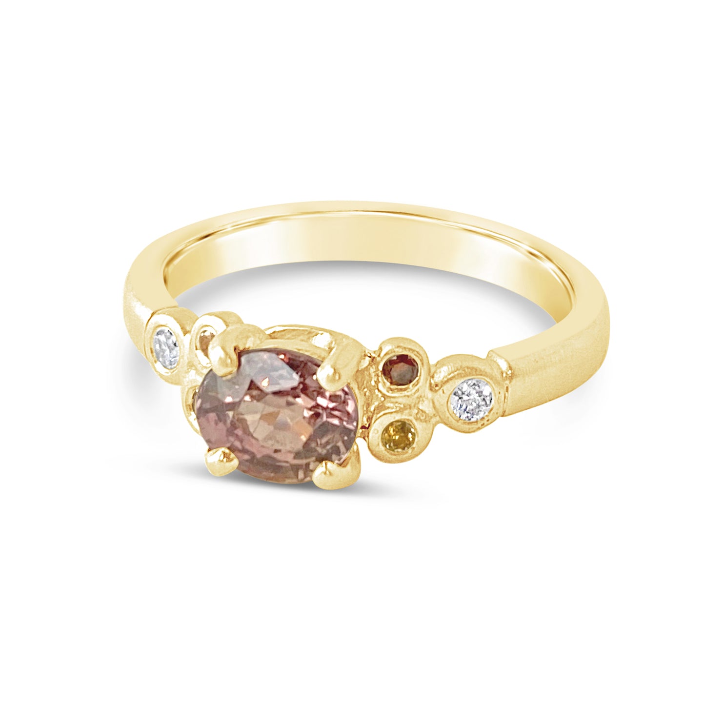 Peachy Rose Sapphire and Diamond Engagement Ring