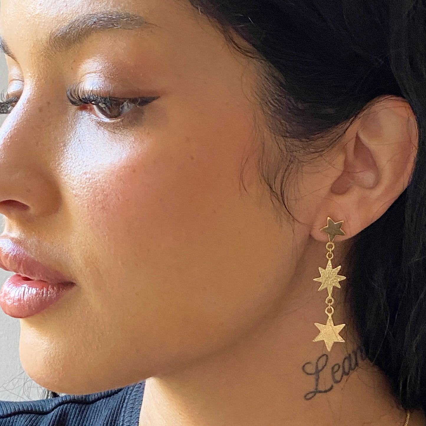 Star Drop Earrings in Gold