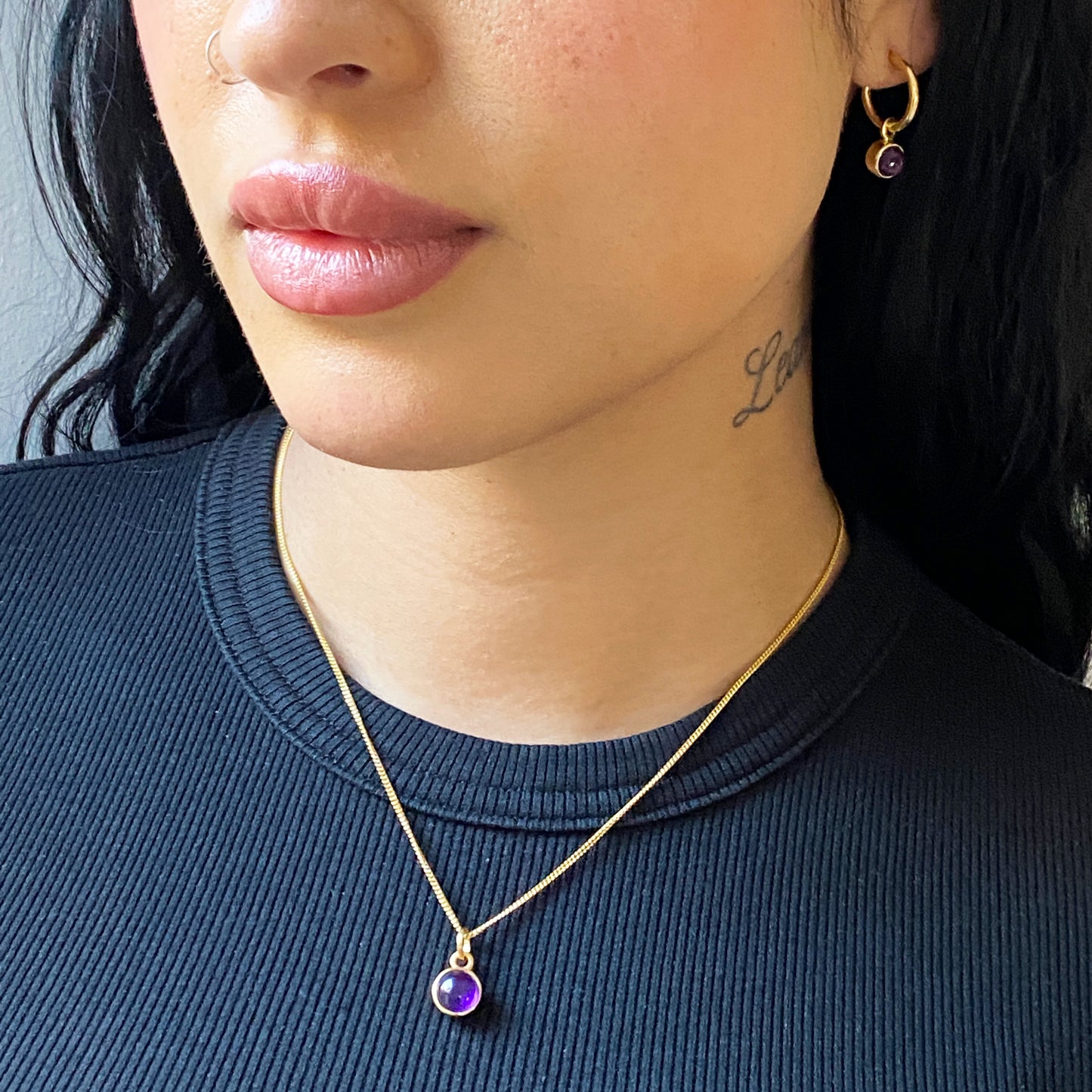 Birthstone Orb Amethyst Gold Pendant