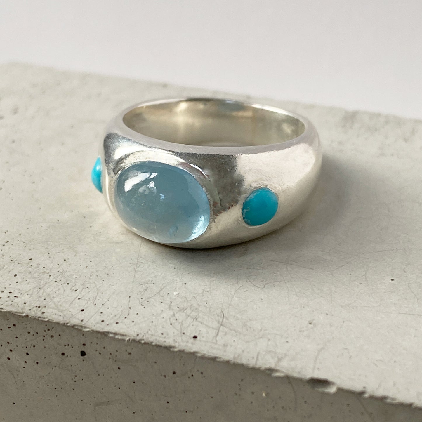 Aquamarine & Turquoise Bombe Ring