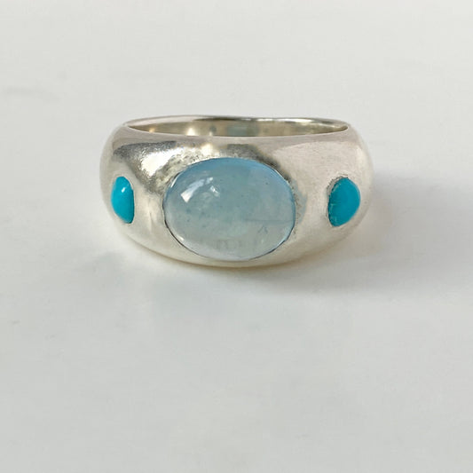 Aquamarine & Turquoise Bombe Ring