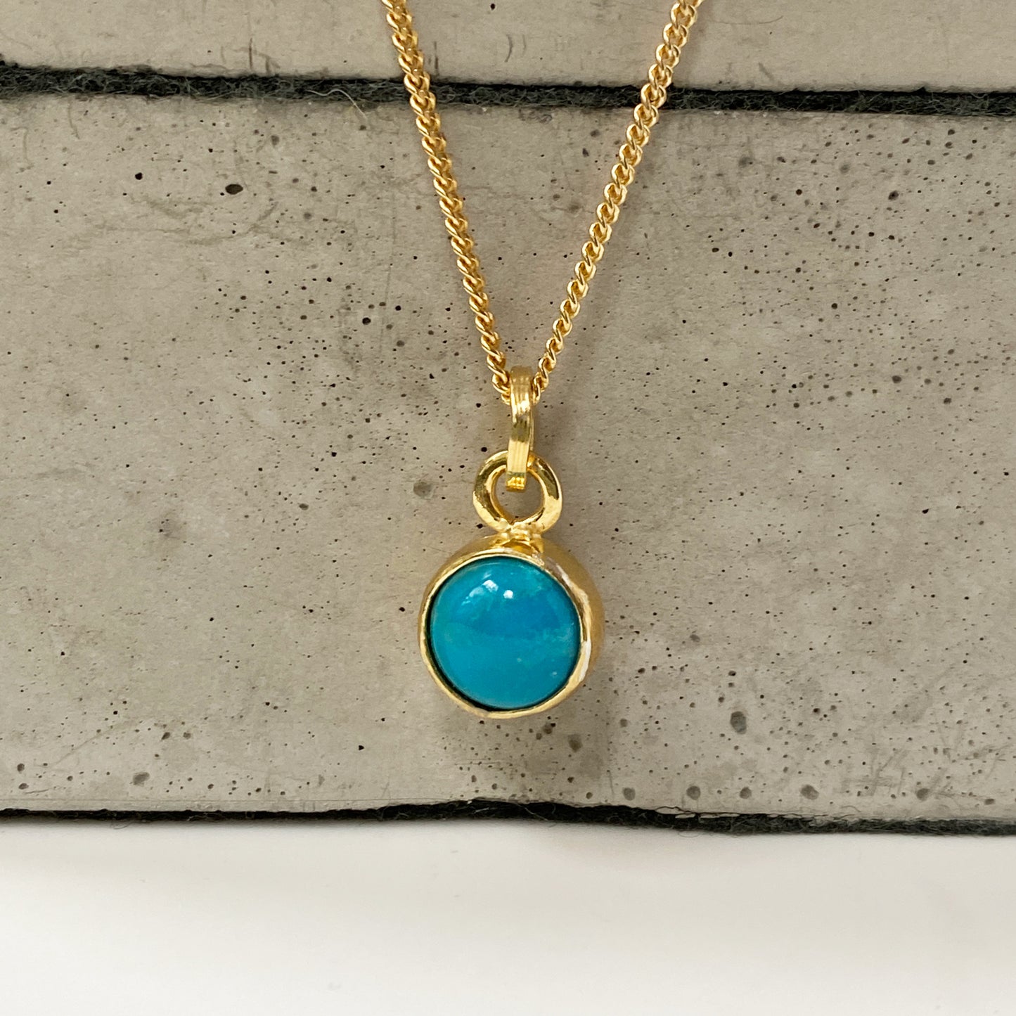 Birthstone Orb Turquoise Gold Pendant