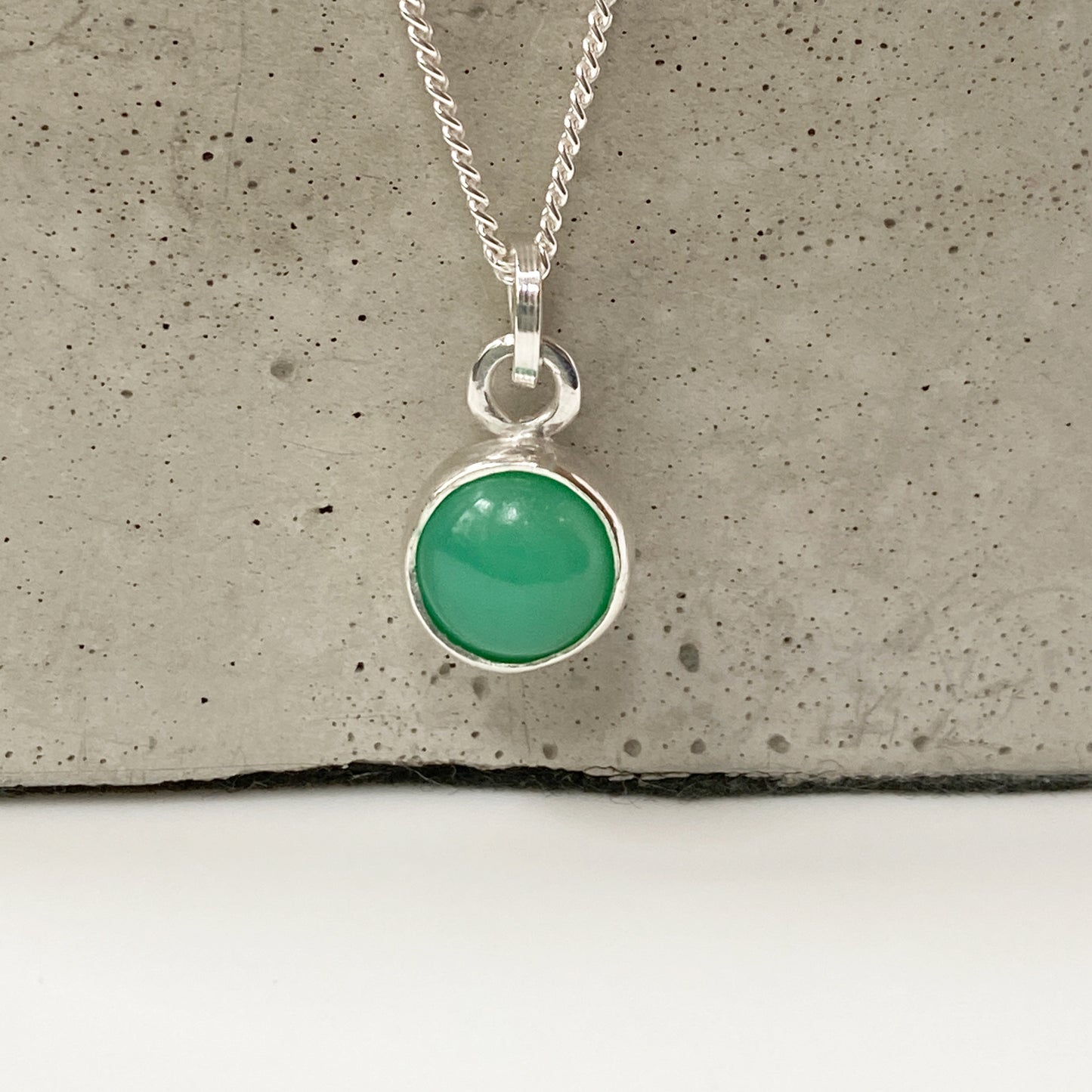 Birthstone Orb Chrysoprase Silver pendant