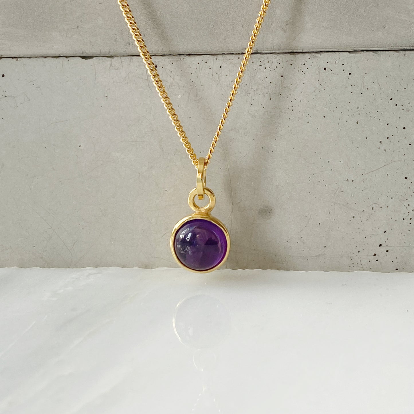 Birthstone Orb Amethyst Gold Pendant