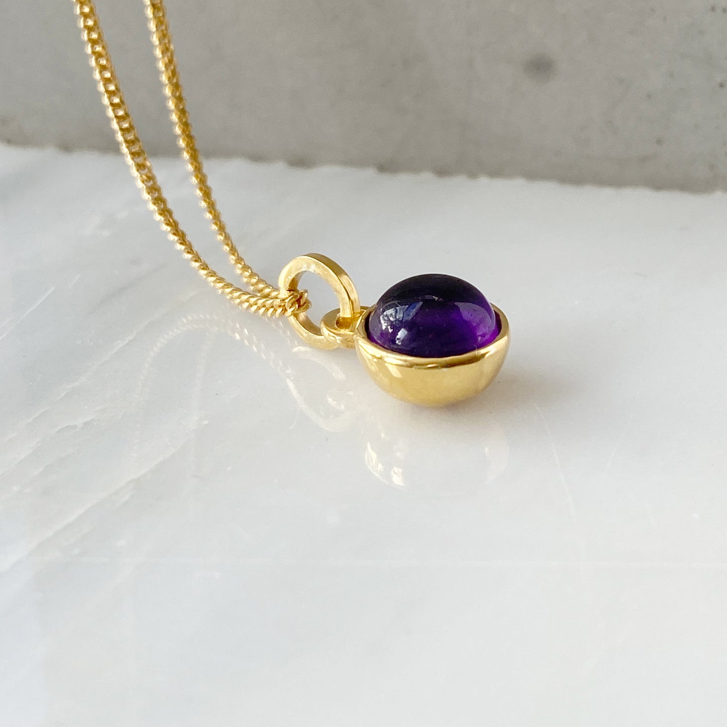 Birthstone Orb Amethyst Gold Pendant