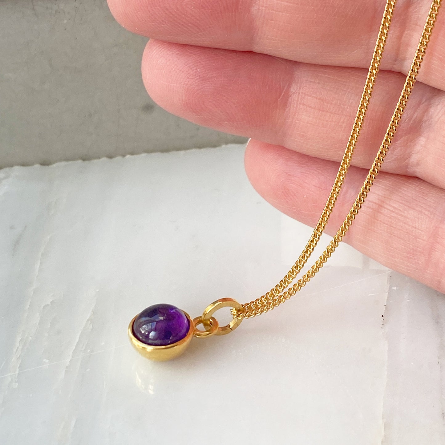 Birthstone Orb Amethyst Gold Pendant