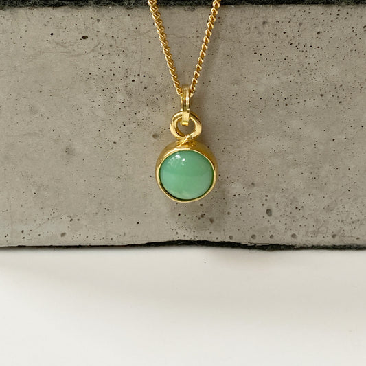 Birthstone Orb Chrysoprase Gold Pendant