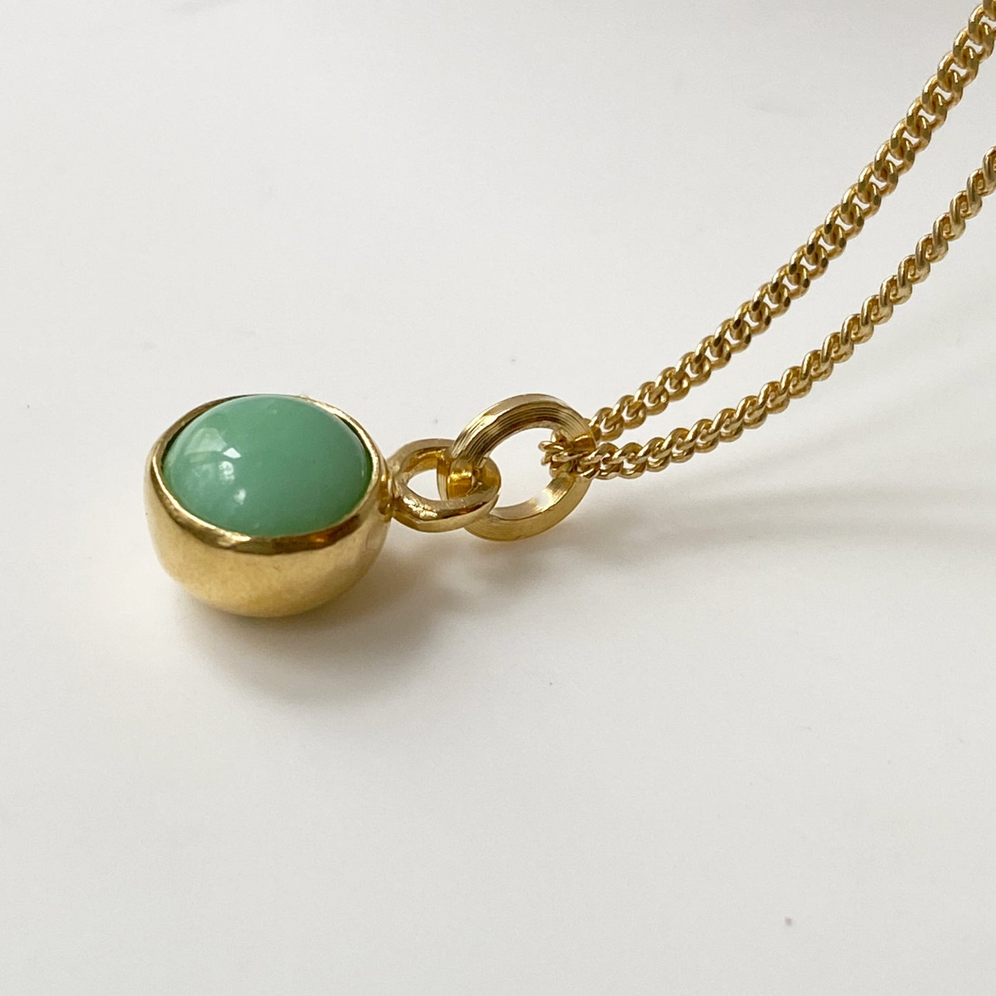 Birthstone Orb Chrysoprase Gold Pendant