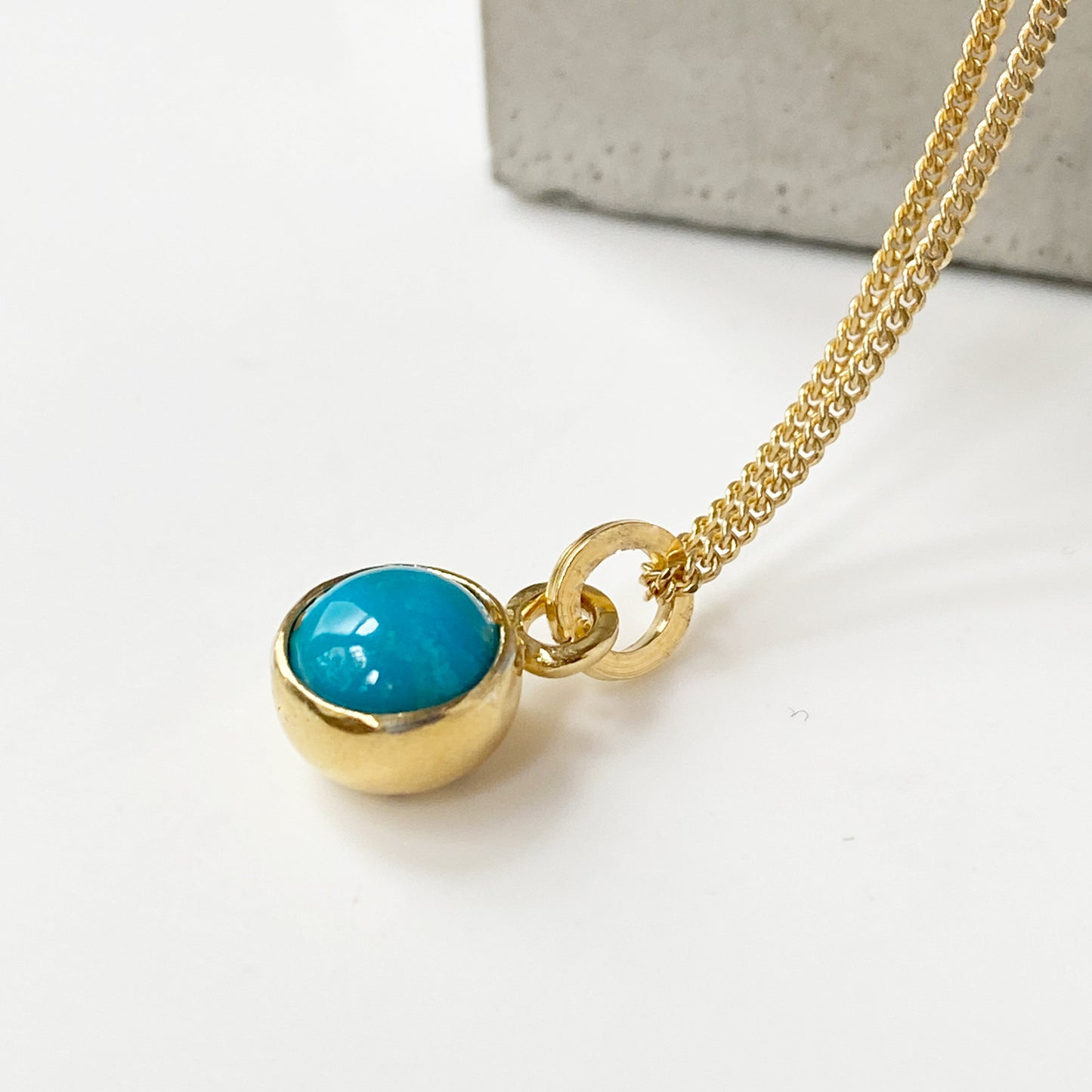 Birthstone Orb Turquoise Gold Pendant