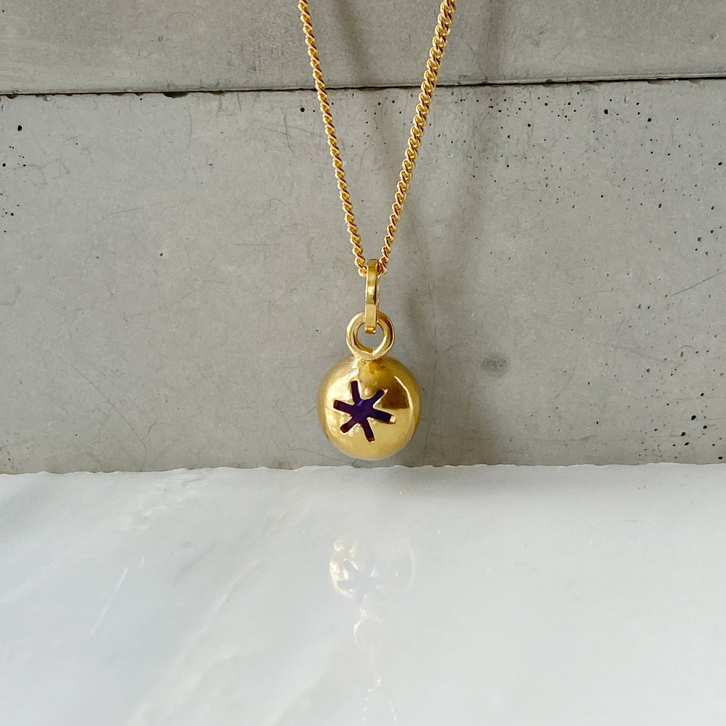 Birthstone Orb Amethyst Gold Pendant