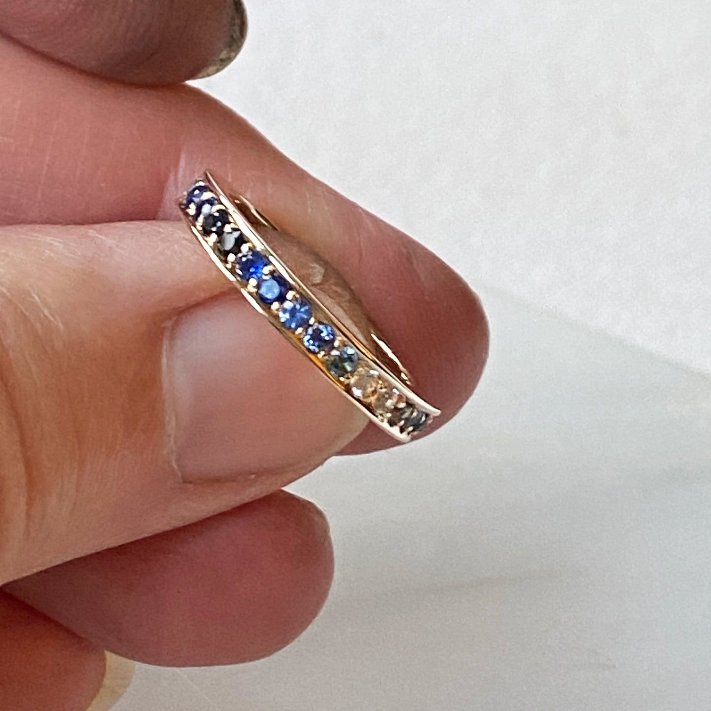 Blue Sapphire Eternity Ring Yellow Gold